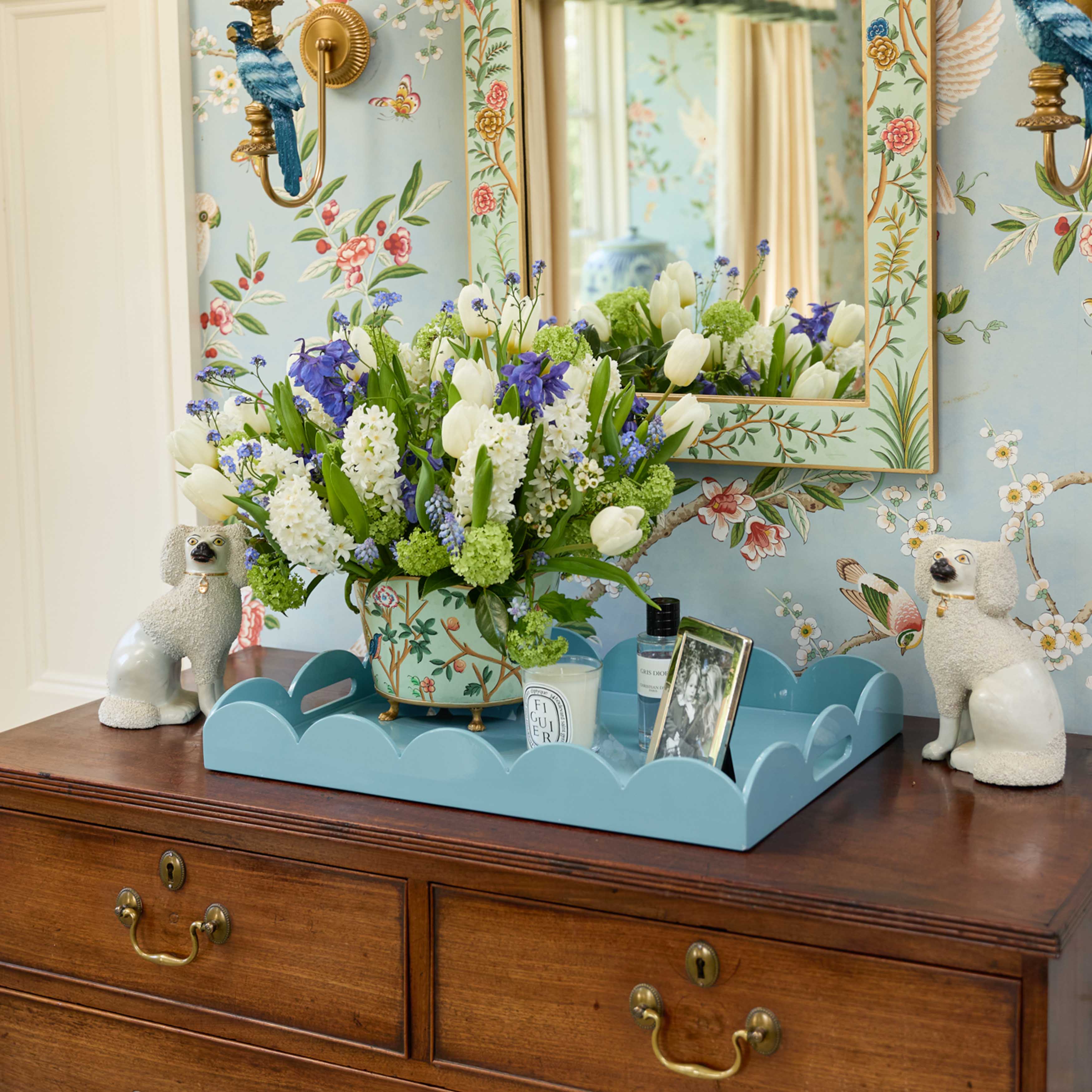 Green Chinoiserie Tole Planter