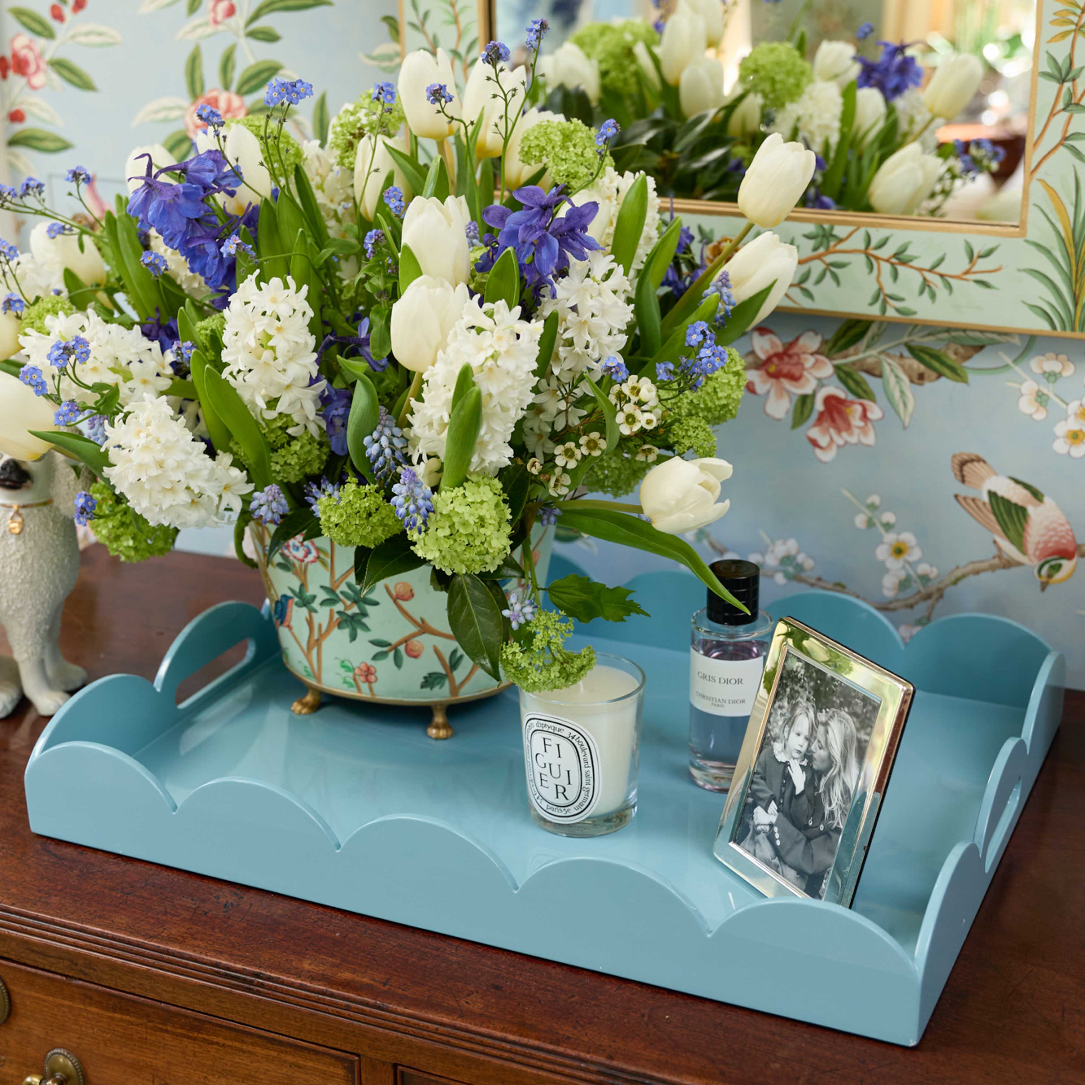 Green Chinoiserie Tole Planter