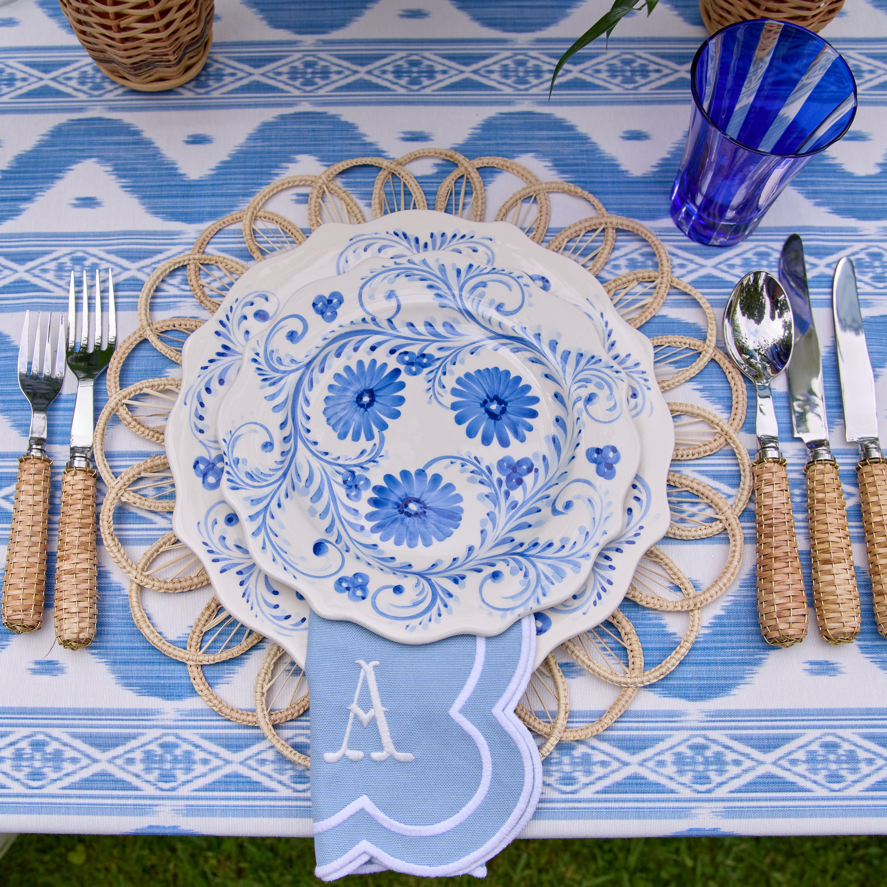 Serena Appliqué Blue Napkins (Set of 4)