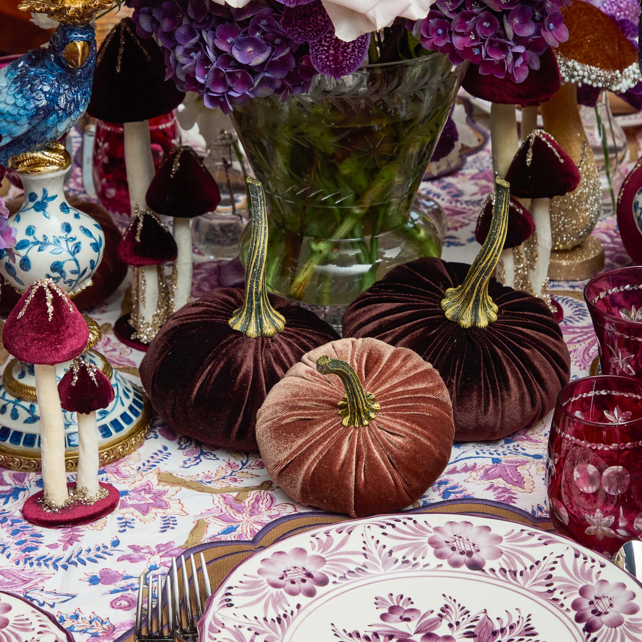 Brown Velvet Pumpkin Family