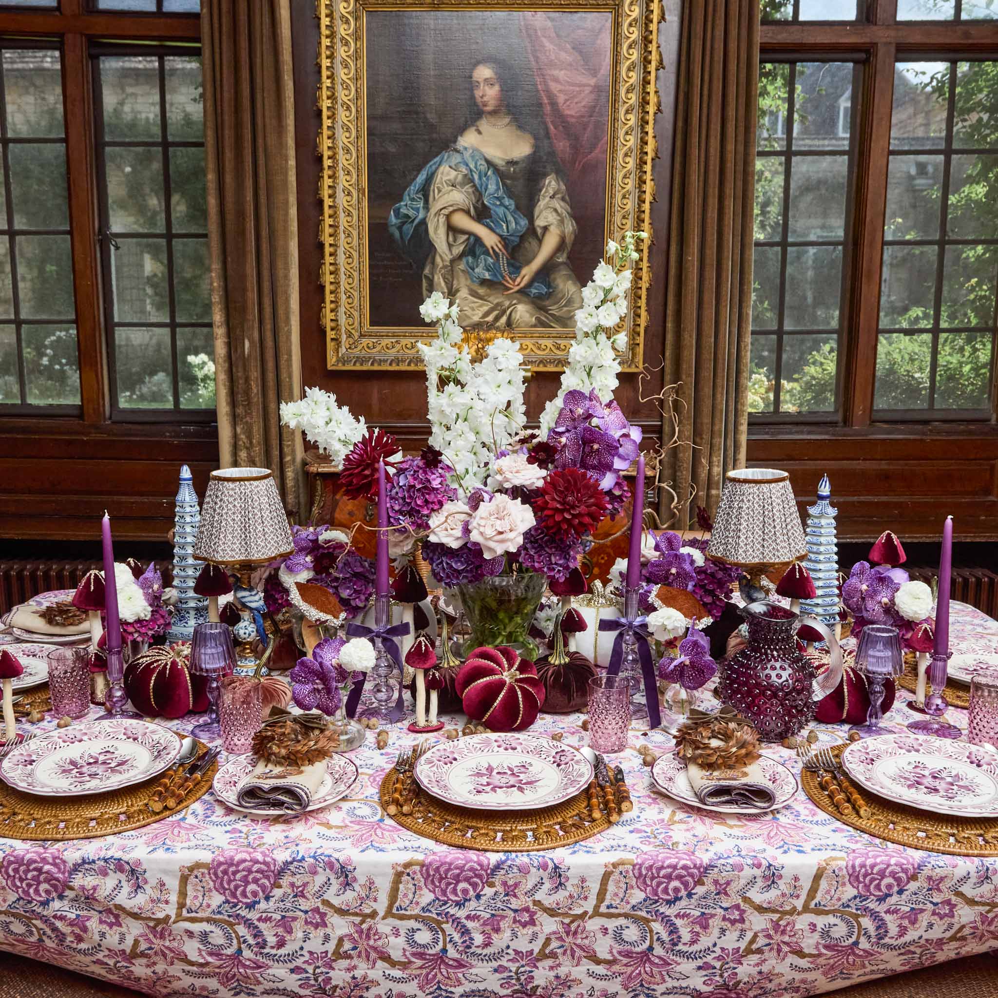 Feather Wreath with Chocolate Velvet Bows (Set of 4)