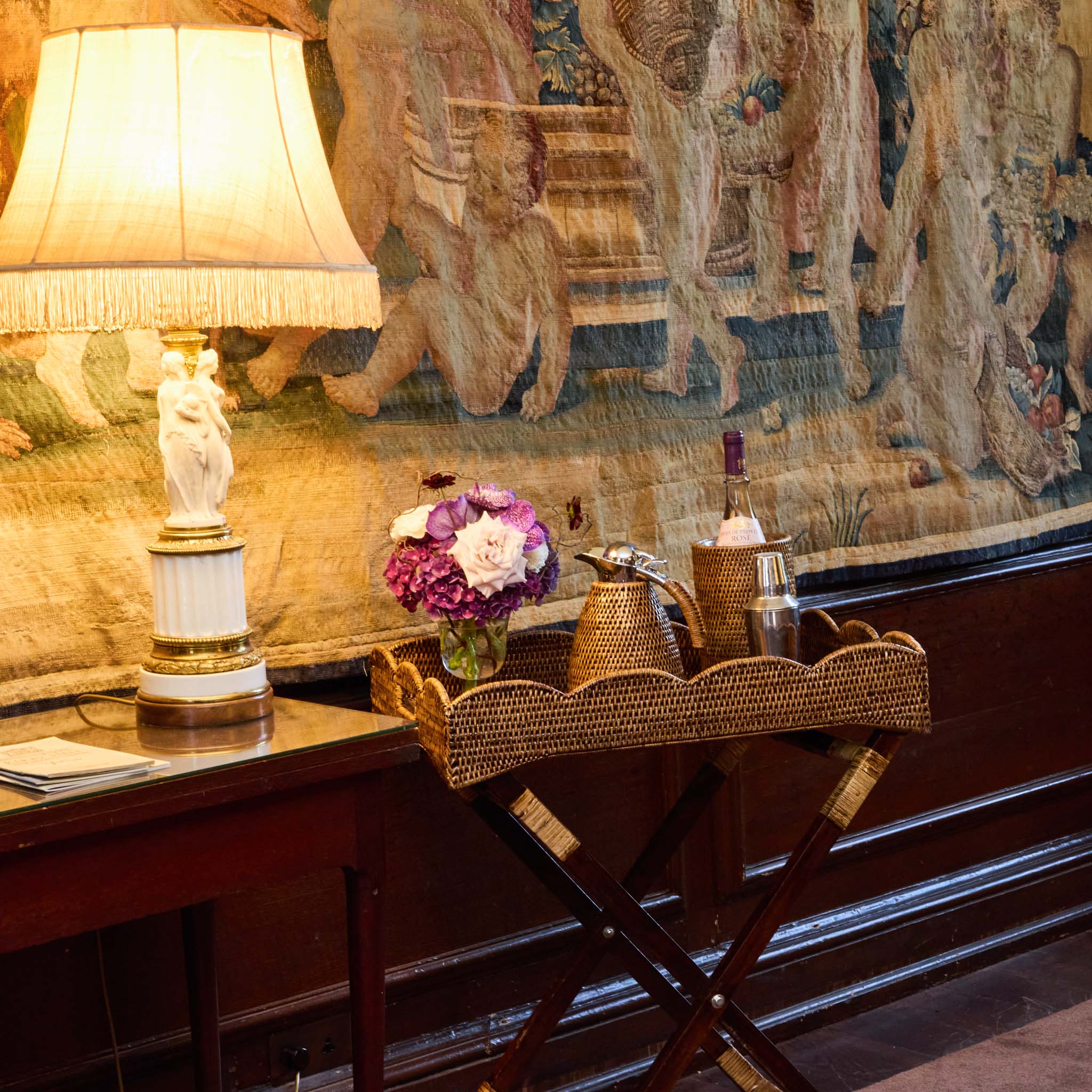 Dark Brown Rattan Butlers Tray