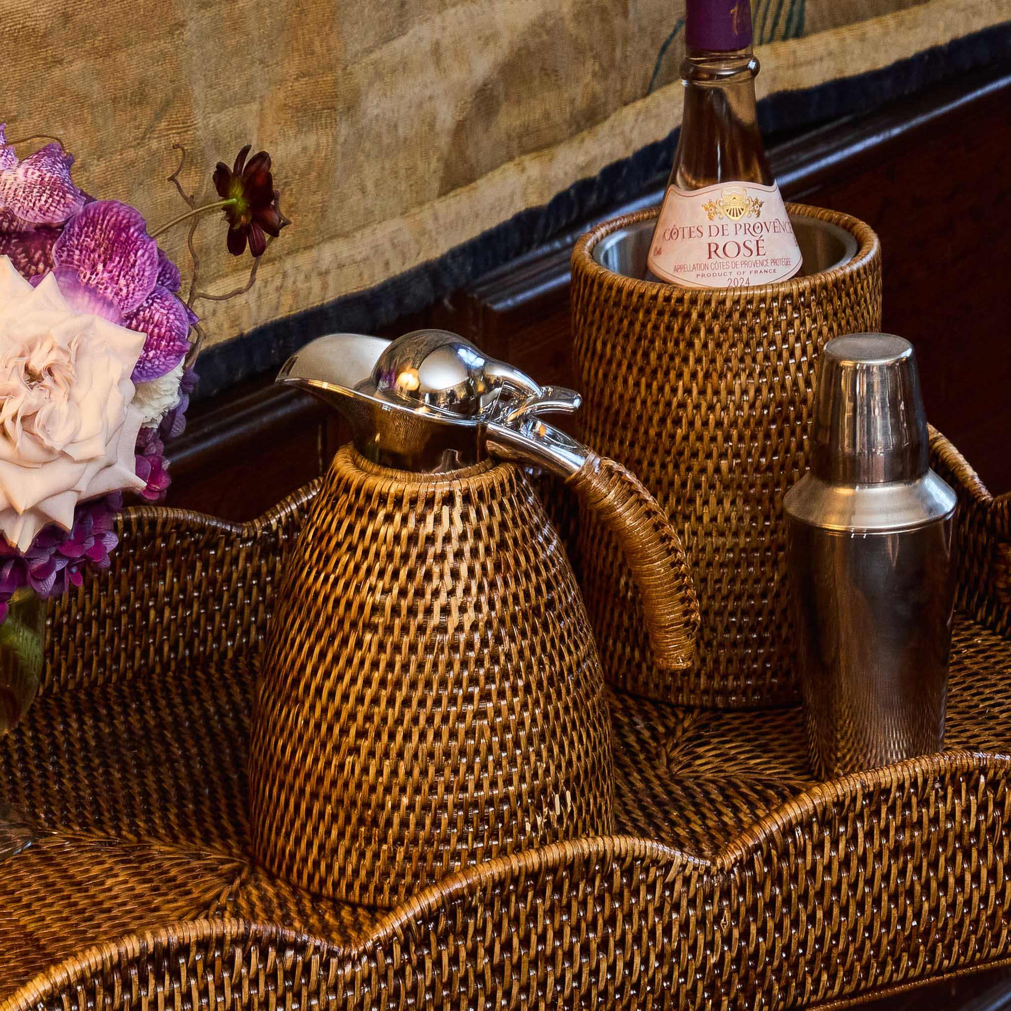 Dark Brown Rattan Butlers Tray