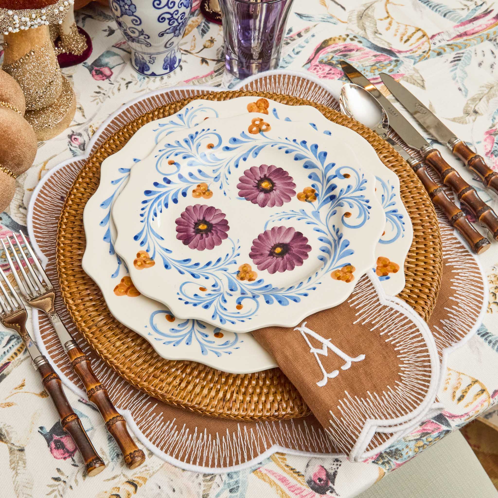 Brown Rattan Charger Plates (Set of 4)