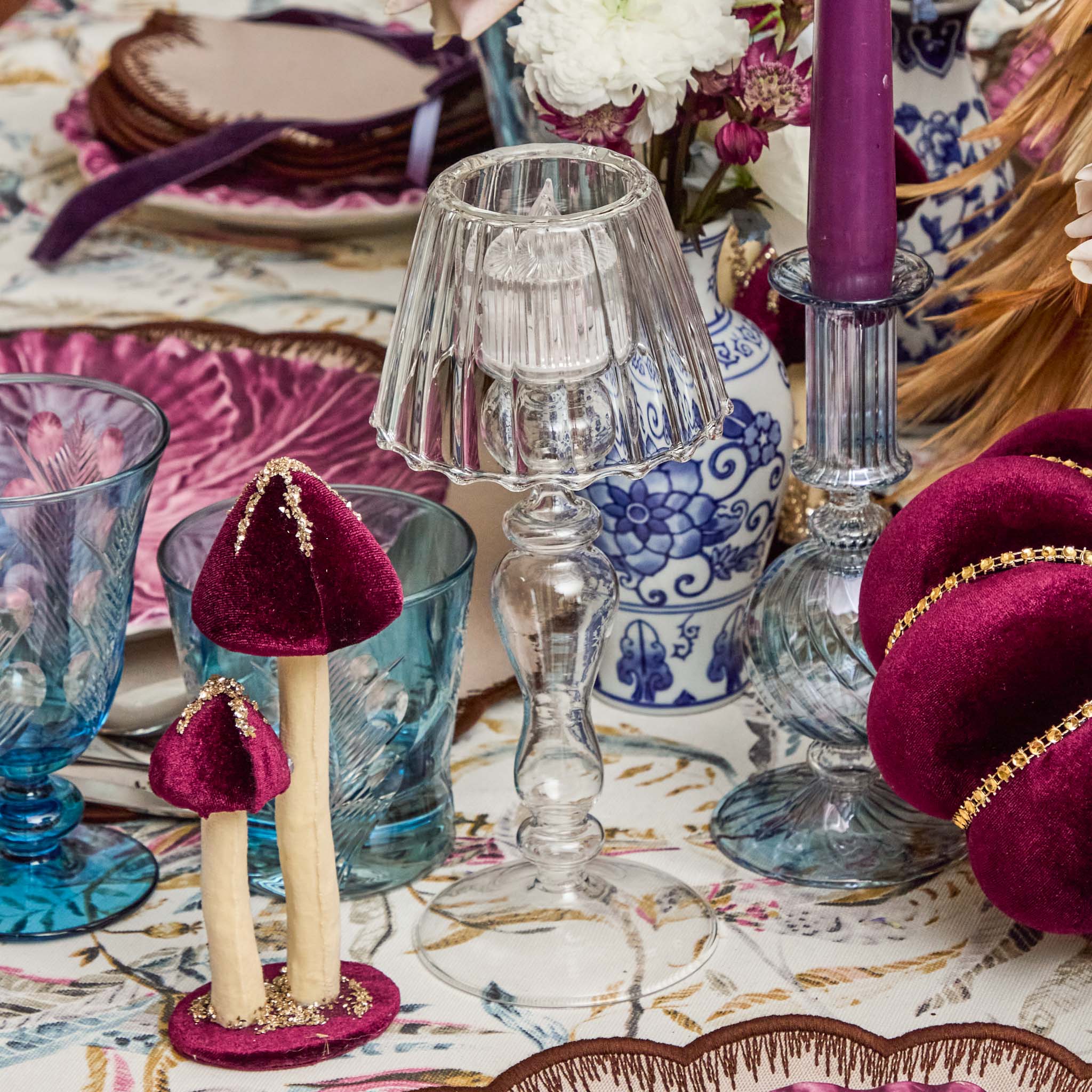 Glass Lantern Tea Light Holder (Pair) - 24cm