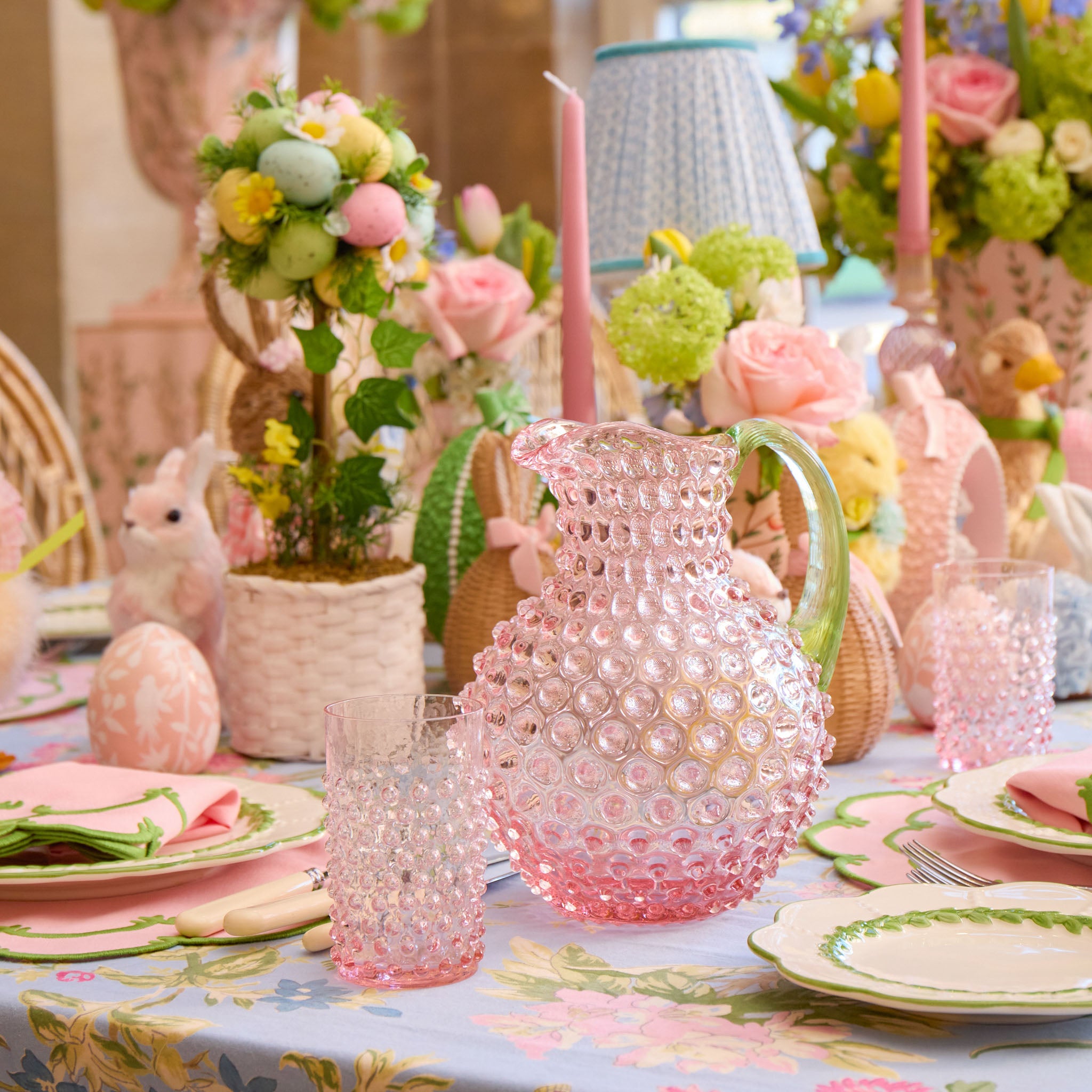 Rose Pink Hobnail Glasses (Set of 6)