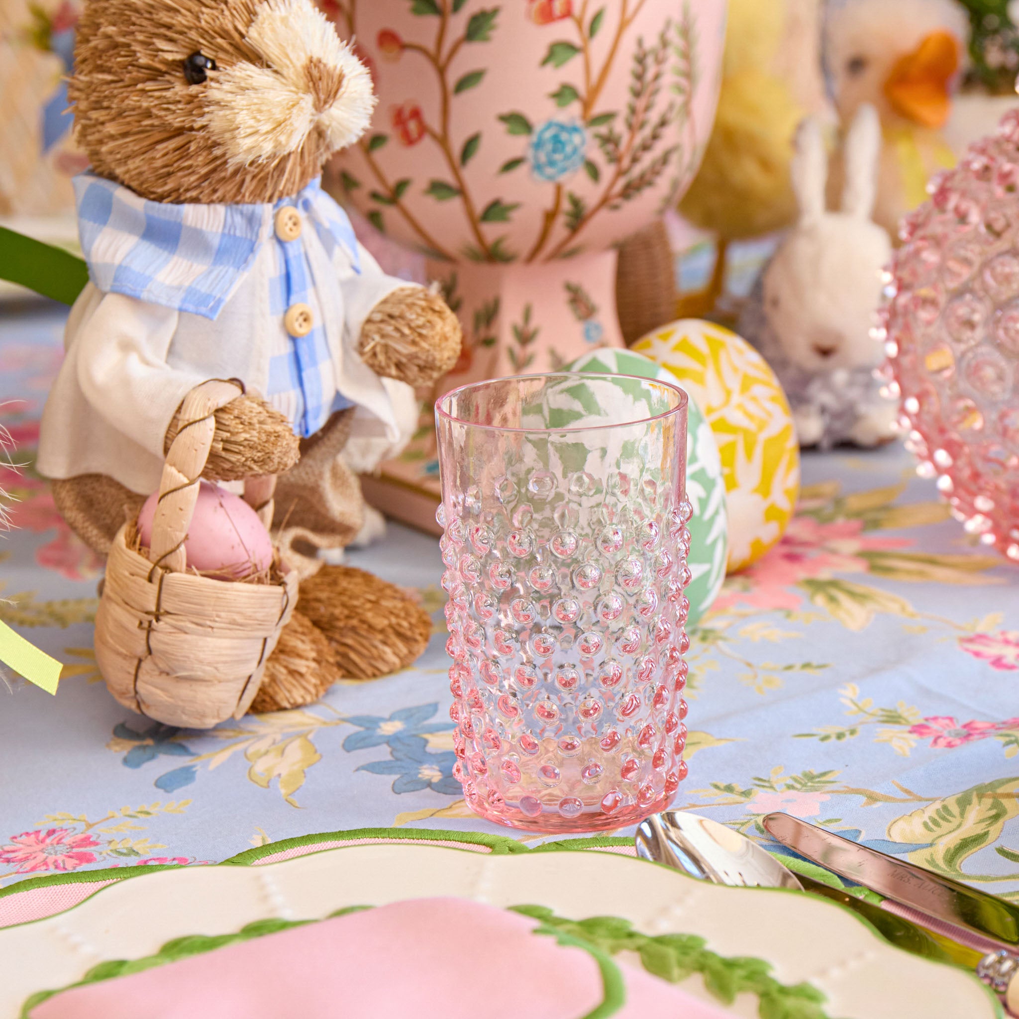 Rose Pink Hobnail Glasses (Set of 6)