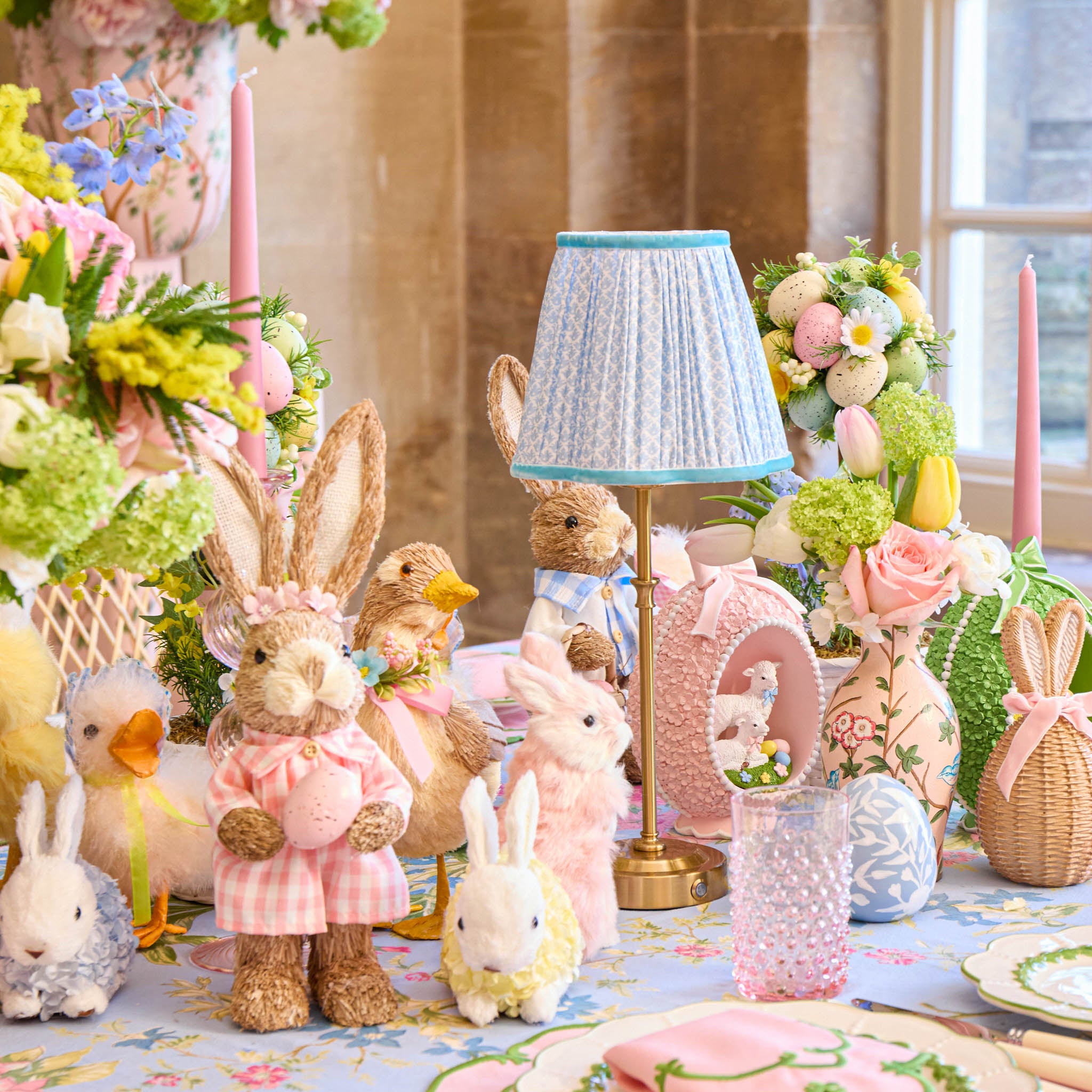 Edie Rechargeable Lamp with Soft Blue Lotus Shade (18cm)