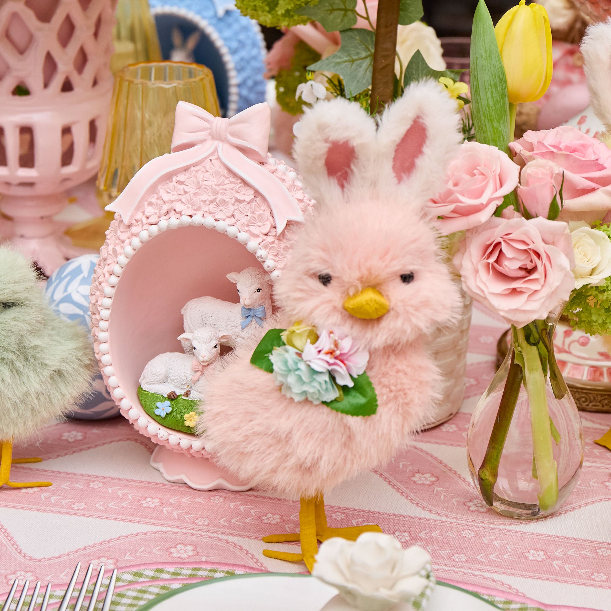 Pink & Green Chick Family (Set of 4)