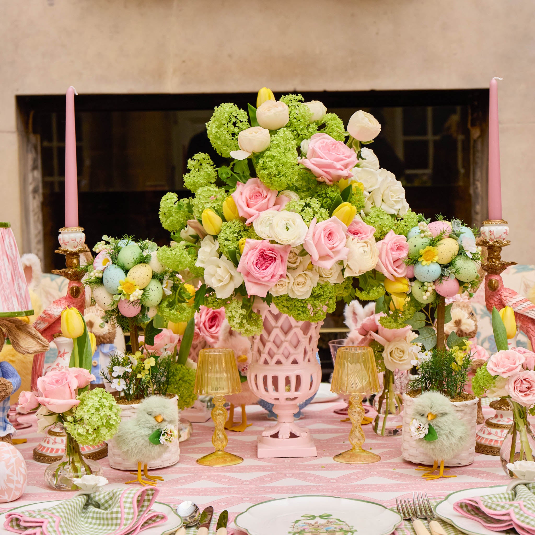 Yellow Glass Lantern Tea Light Holder (Pair) - 18cm