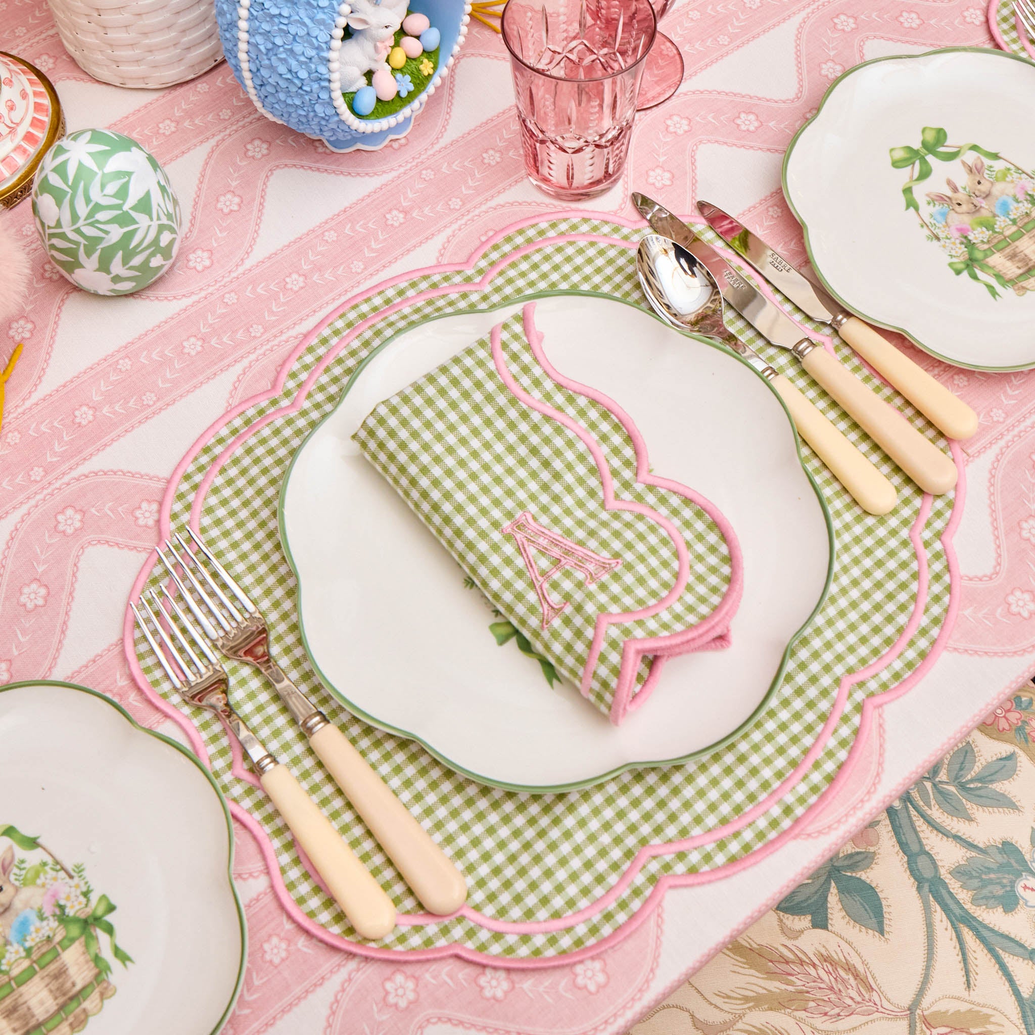 Eloise Green & Pink Gingham Napkins (Set of 4)