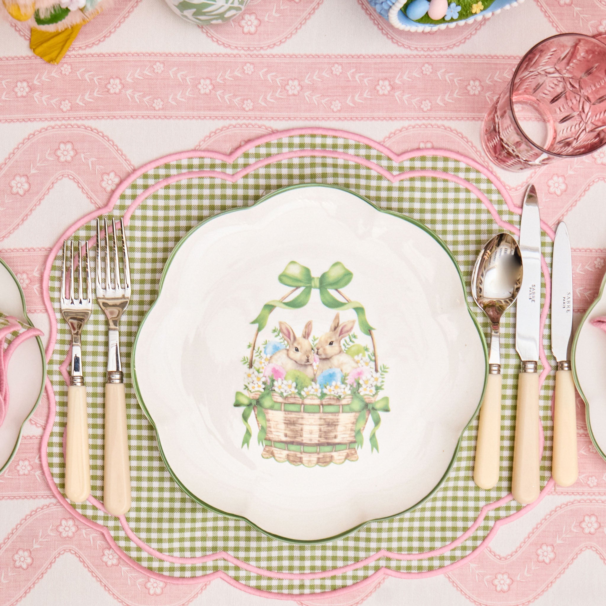 Bunnies in Basket Dinner Plate