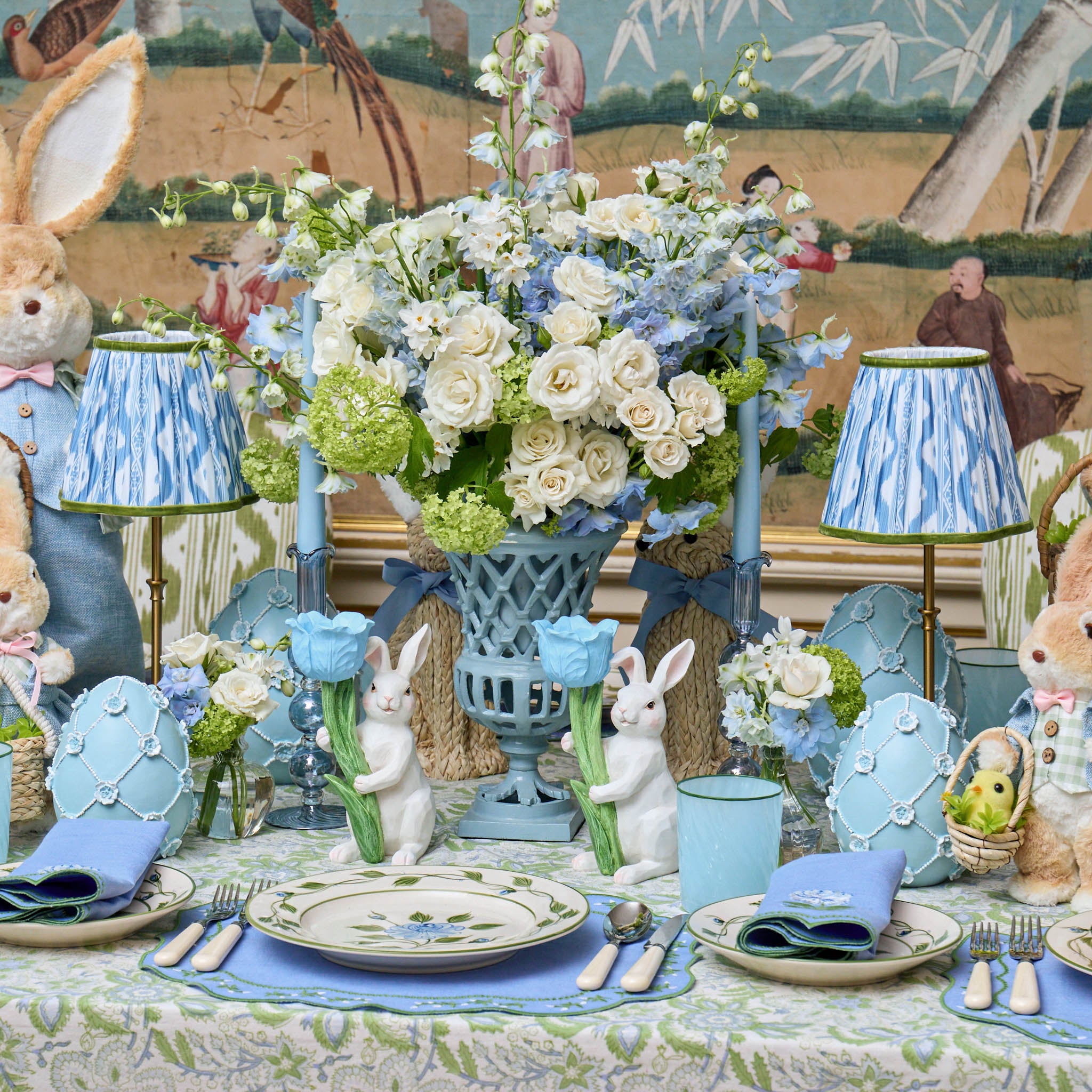 Bunny with Blue Tulip (Pair)