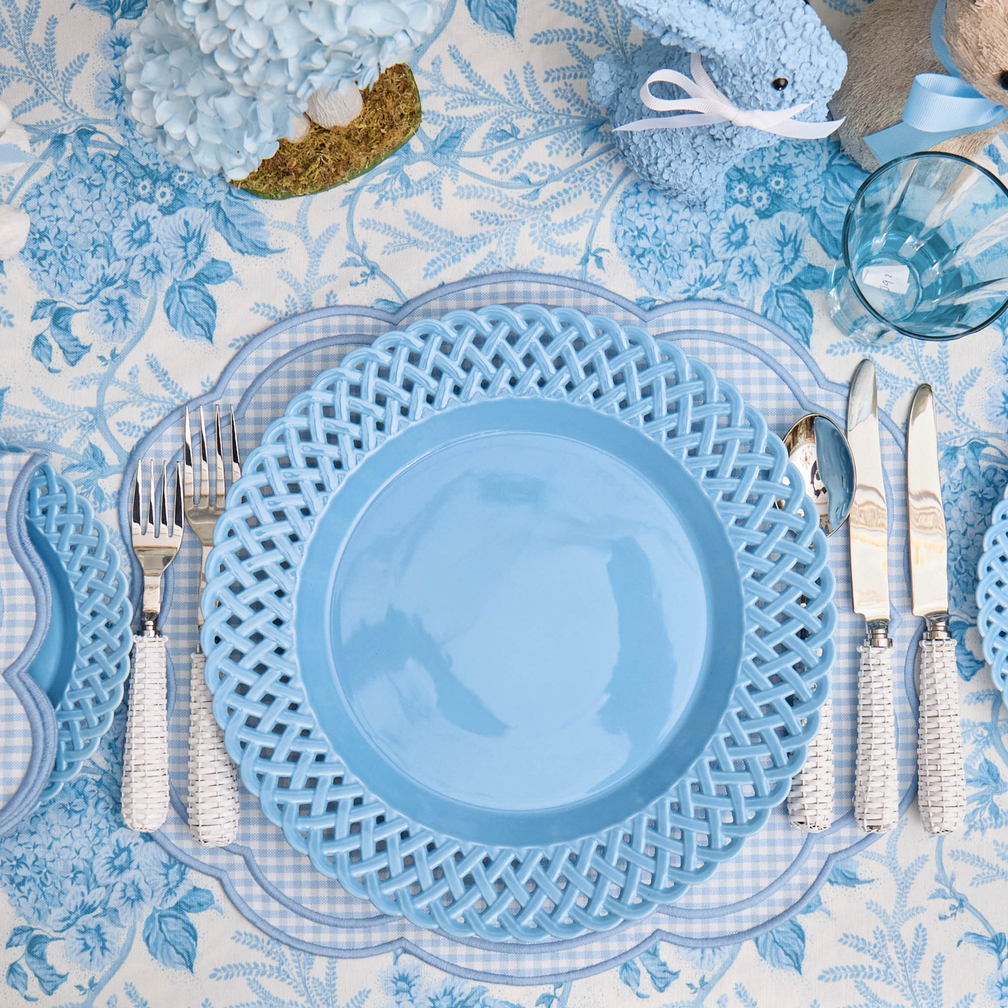 Blue Basketweave Dinner Plate