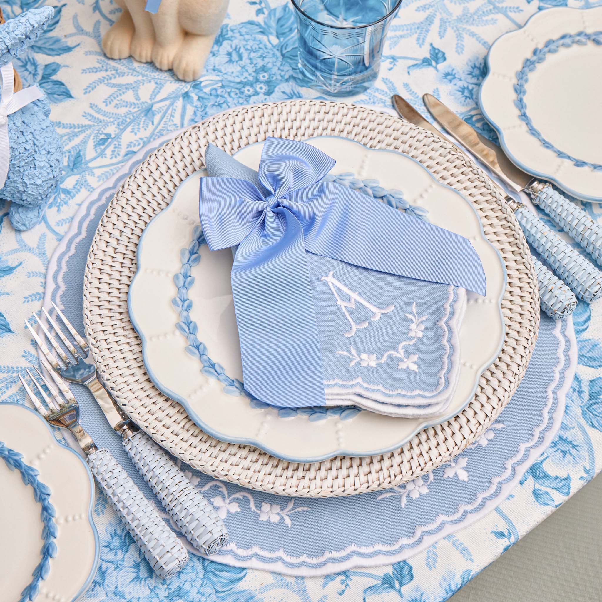 White Rattan Charger Plates (Set of 4)