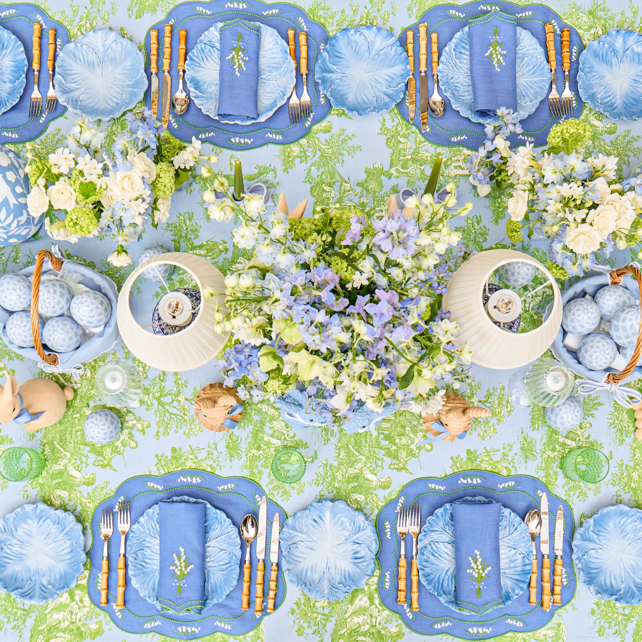 Ottilie Blue Toile Tablecloth