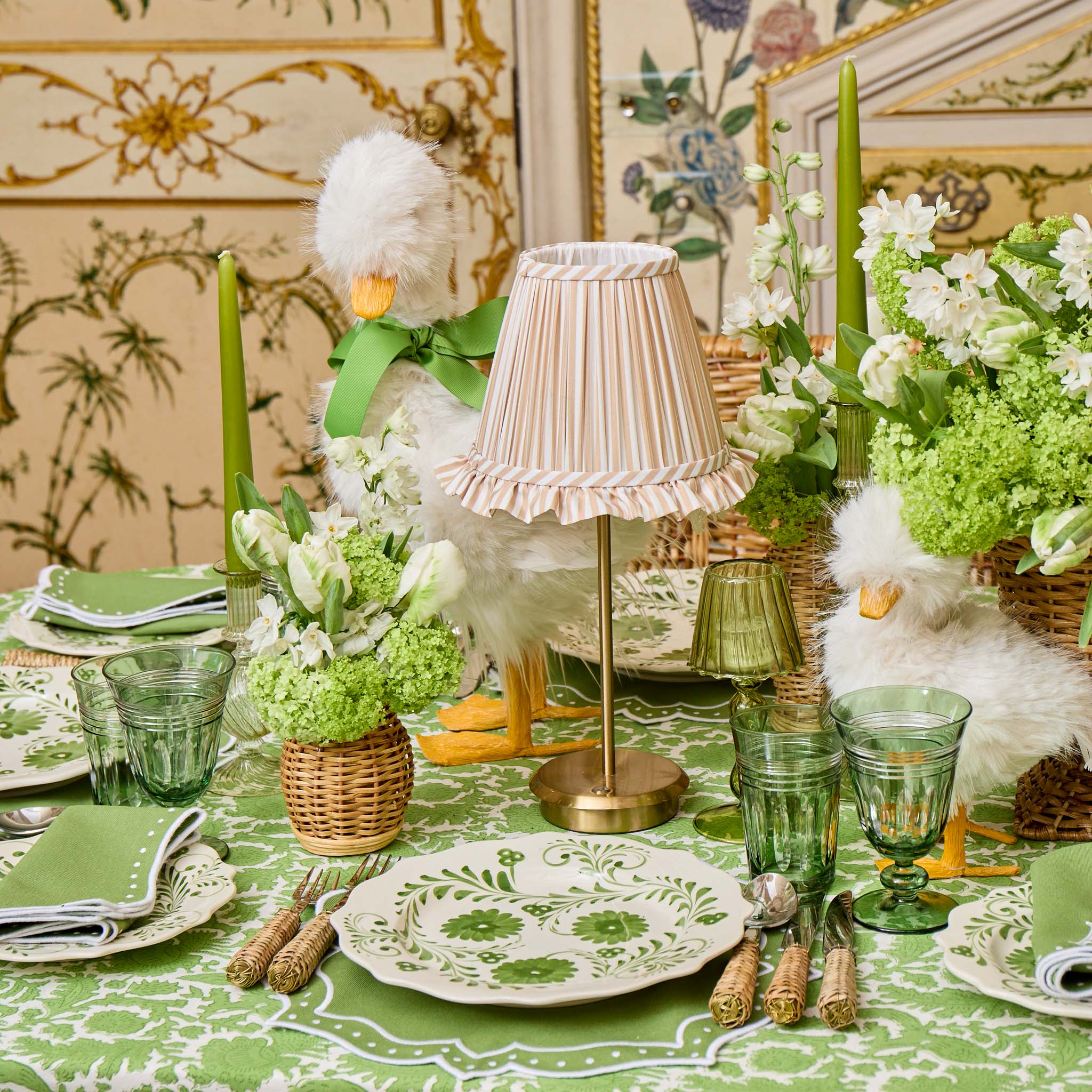 Putty Striped Ruffle Lampshade (18cm)