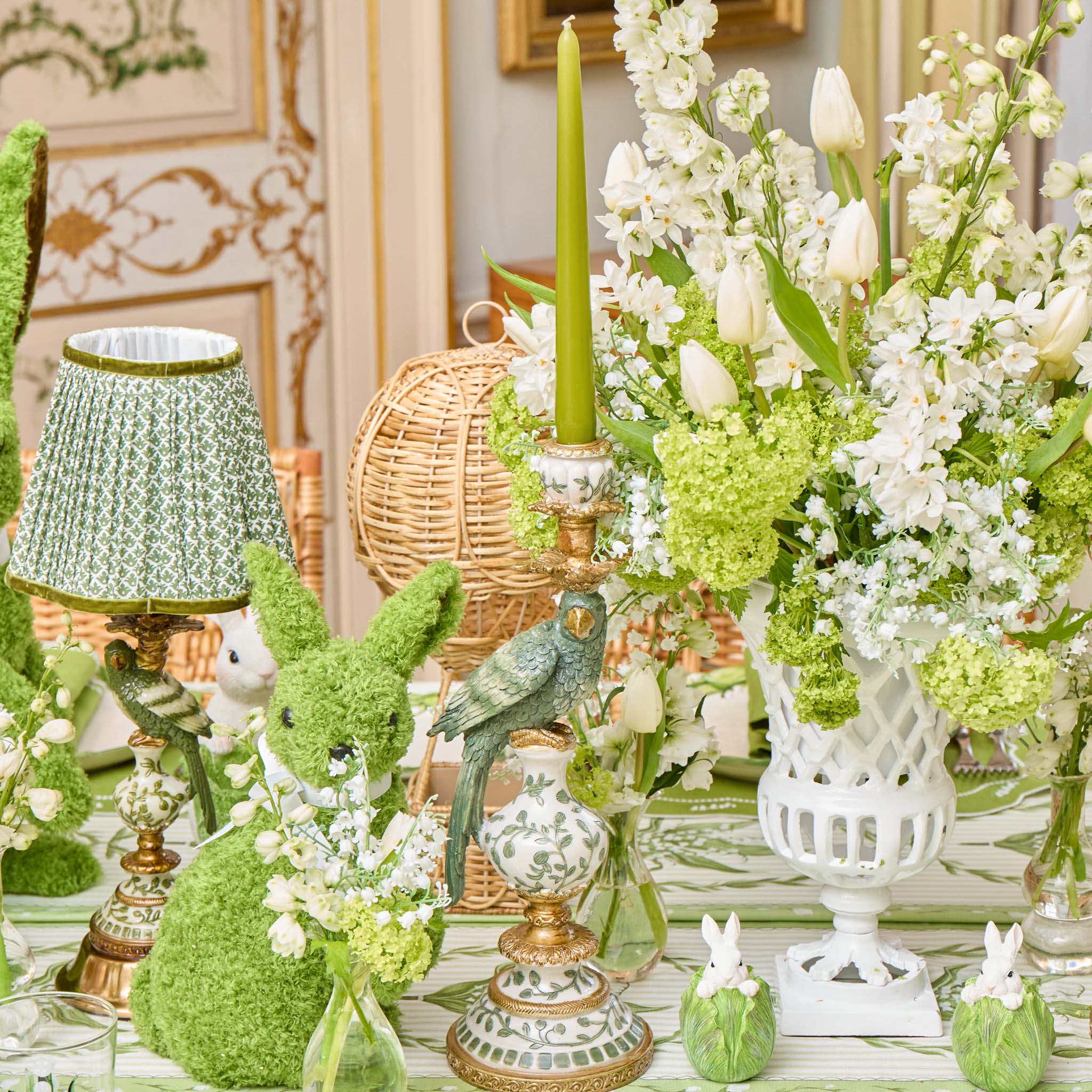 Small Olive Parrot Candle Holder (Pair)