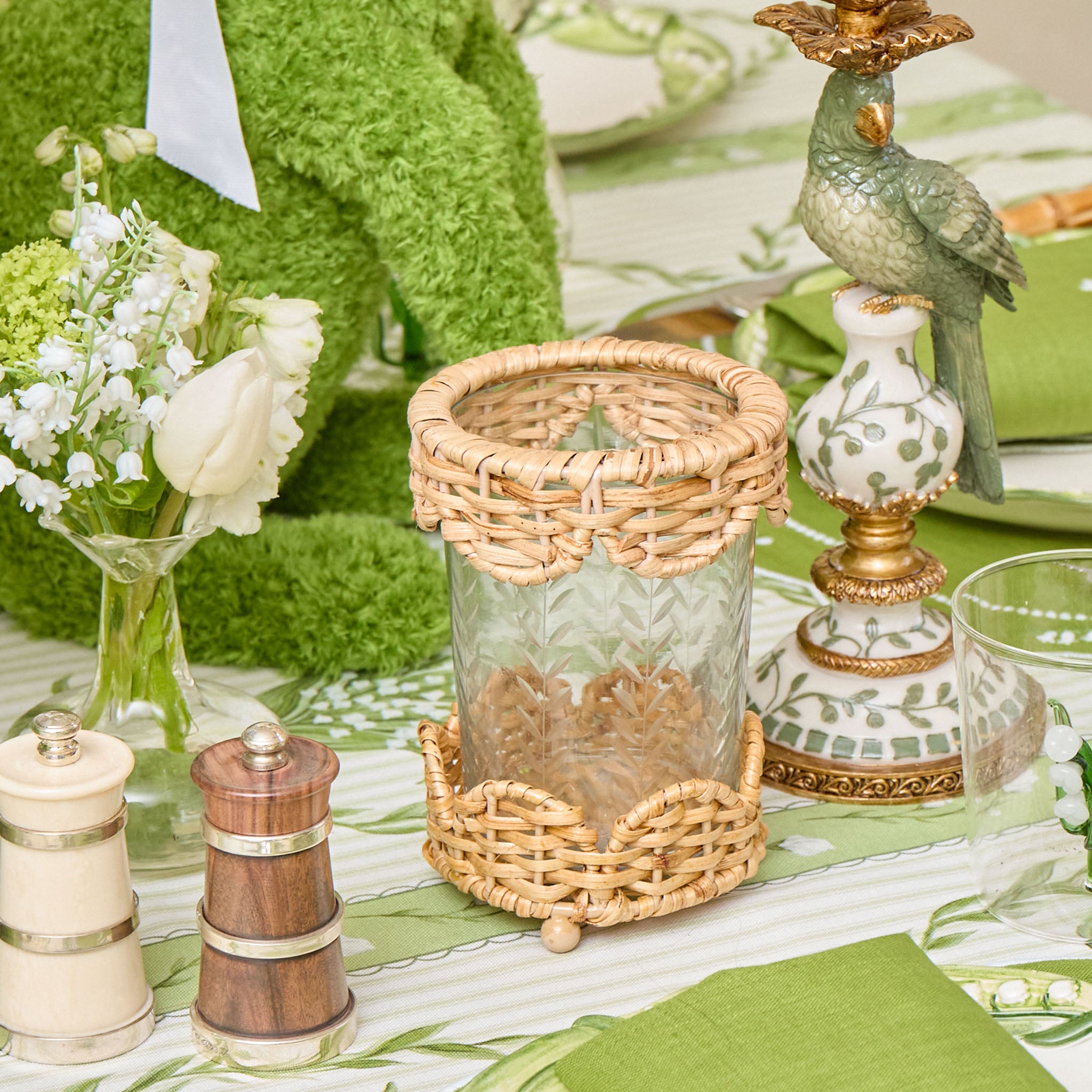 Small Helena Rattan Hurricane Lantern (Pair)