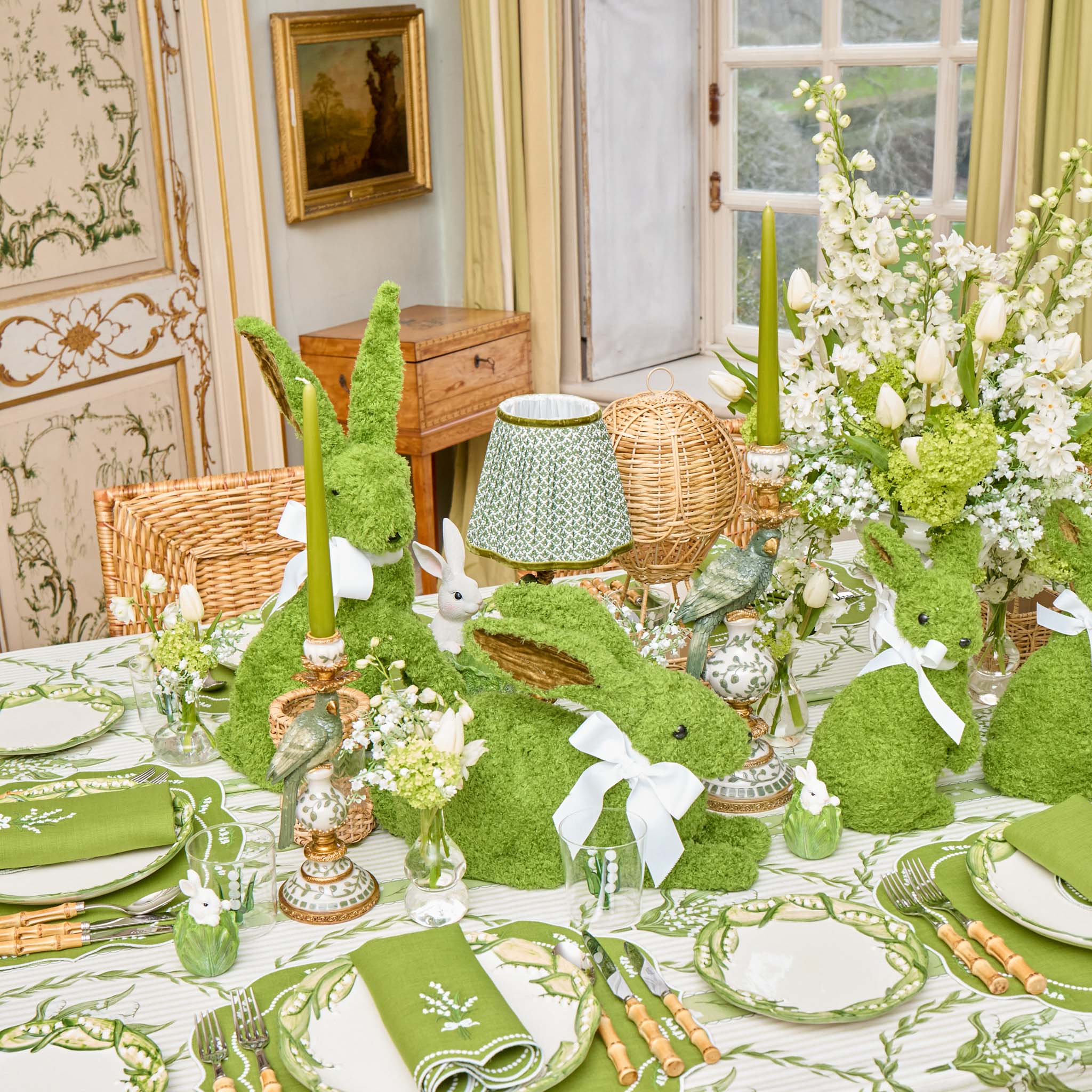 Olive Parrot Rechargeable Lamp with Olive Lotus Shade (18cm)