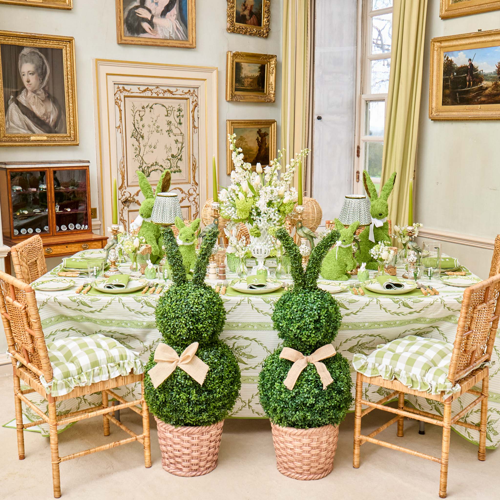 Extra Large Faux Boxwood Rabbit