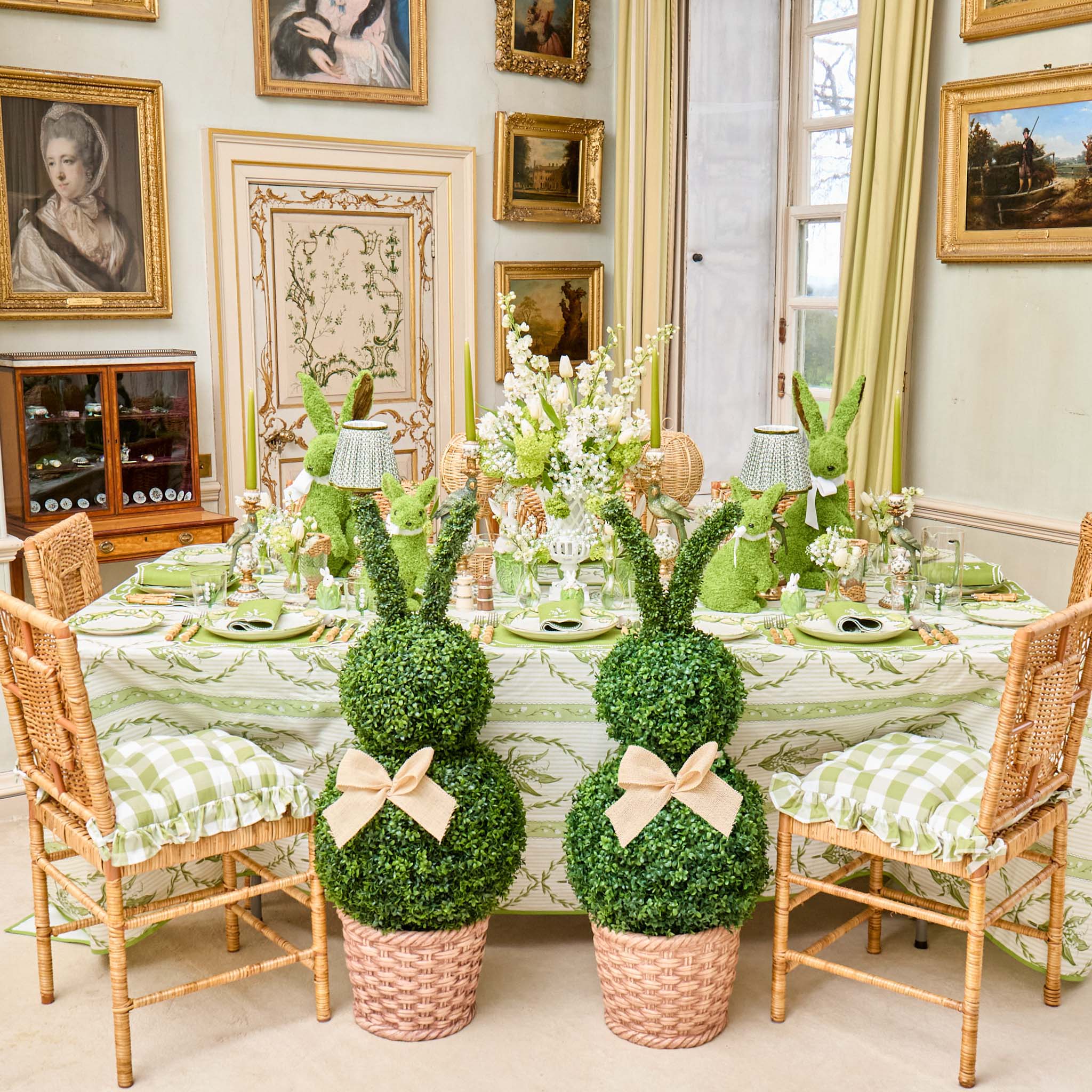 Extra Large Faux Boxwood Rabbit