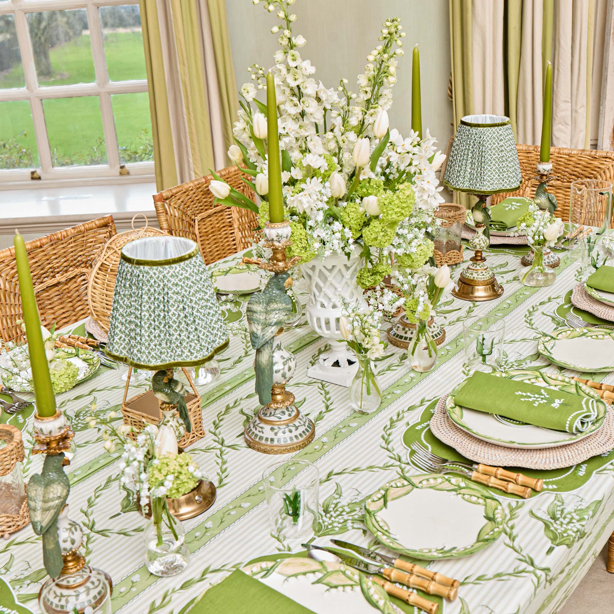 Small Olive Parrot Candle Holder (Pair)