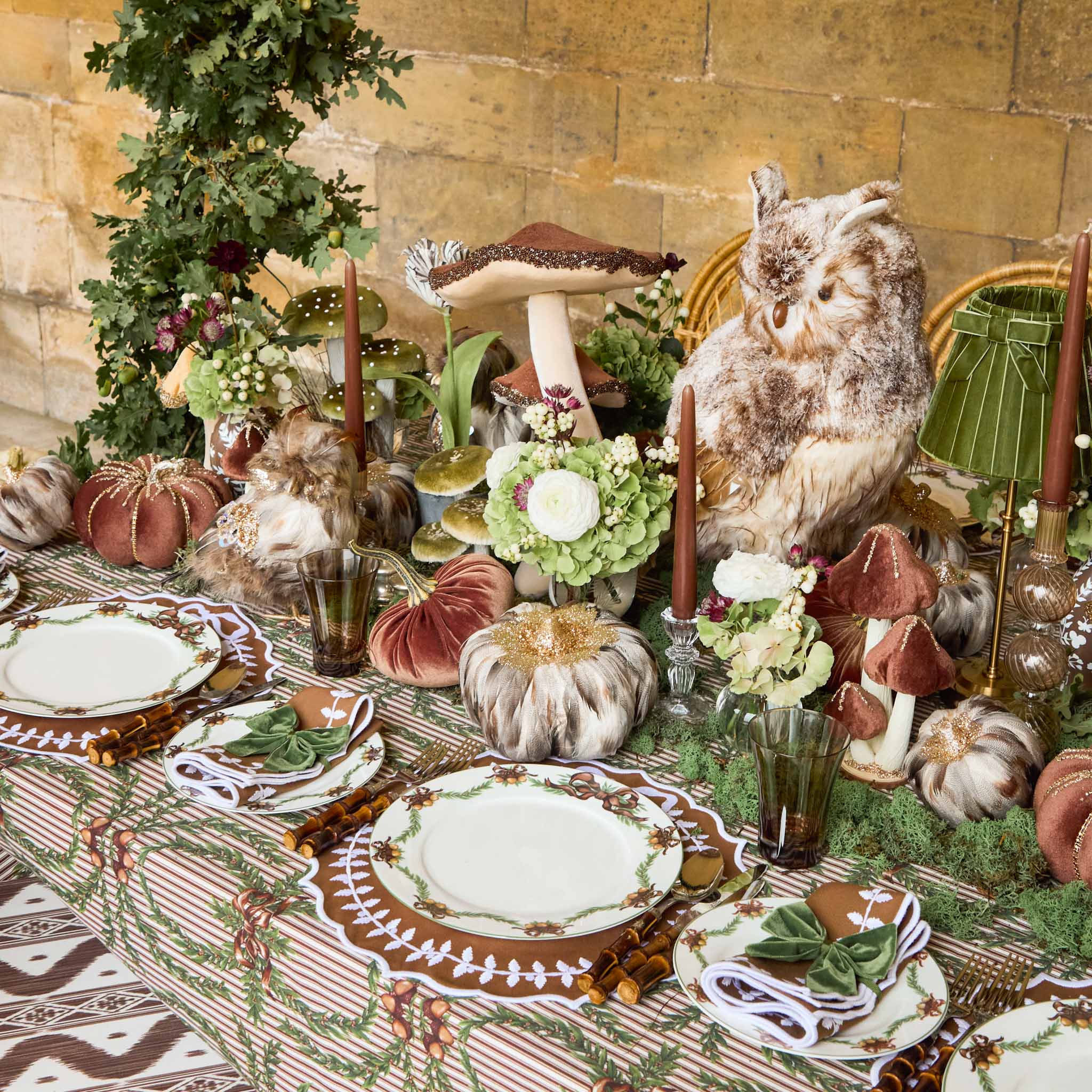 Tall Chocolate Glitter Velvet Mushroom (Pair) - 25cm