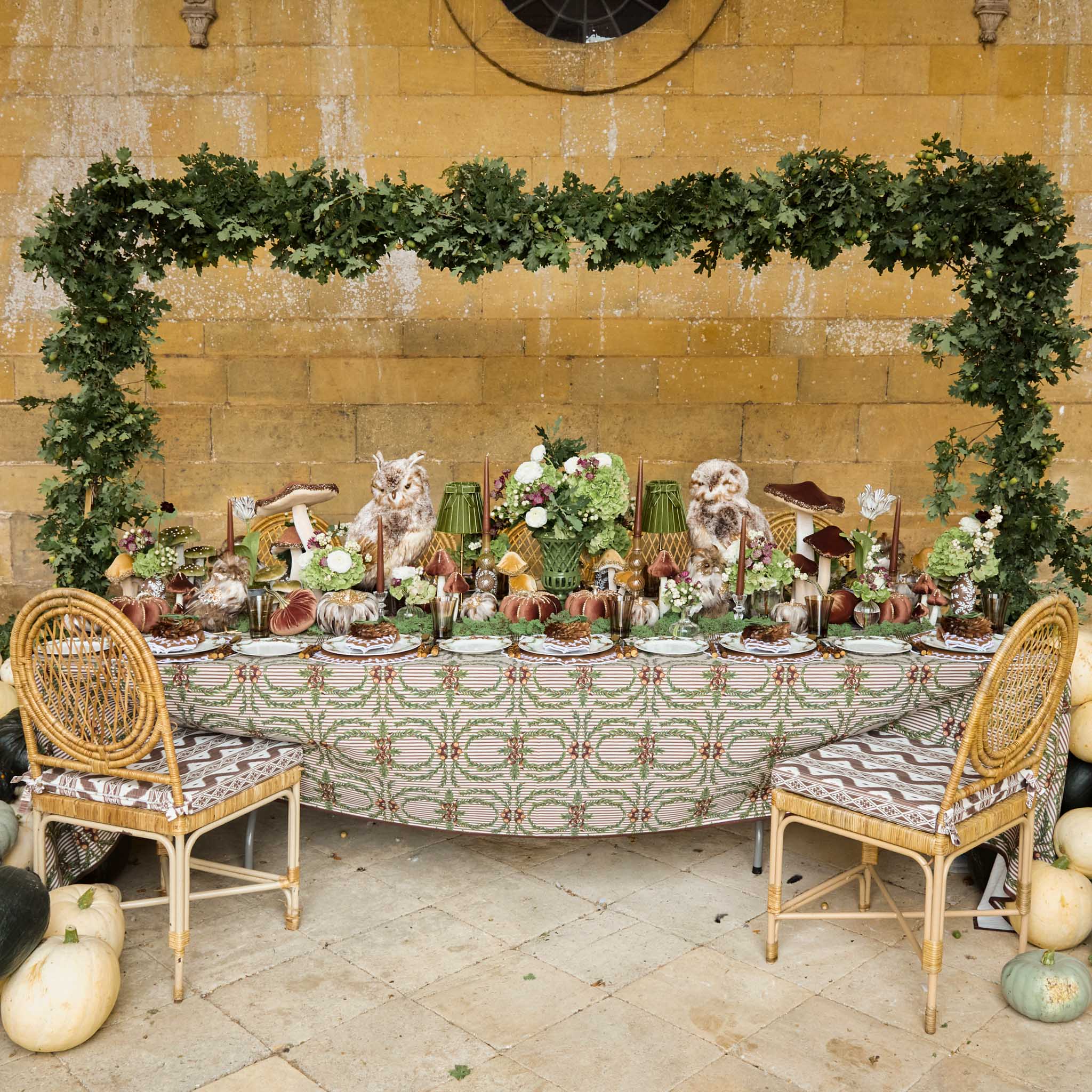 Feather Wreaths with Forest Green Velvet Bows (Set of 4)