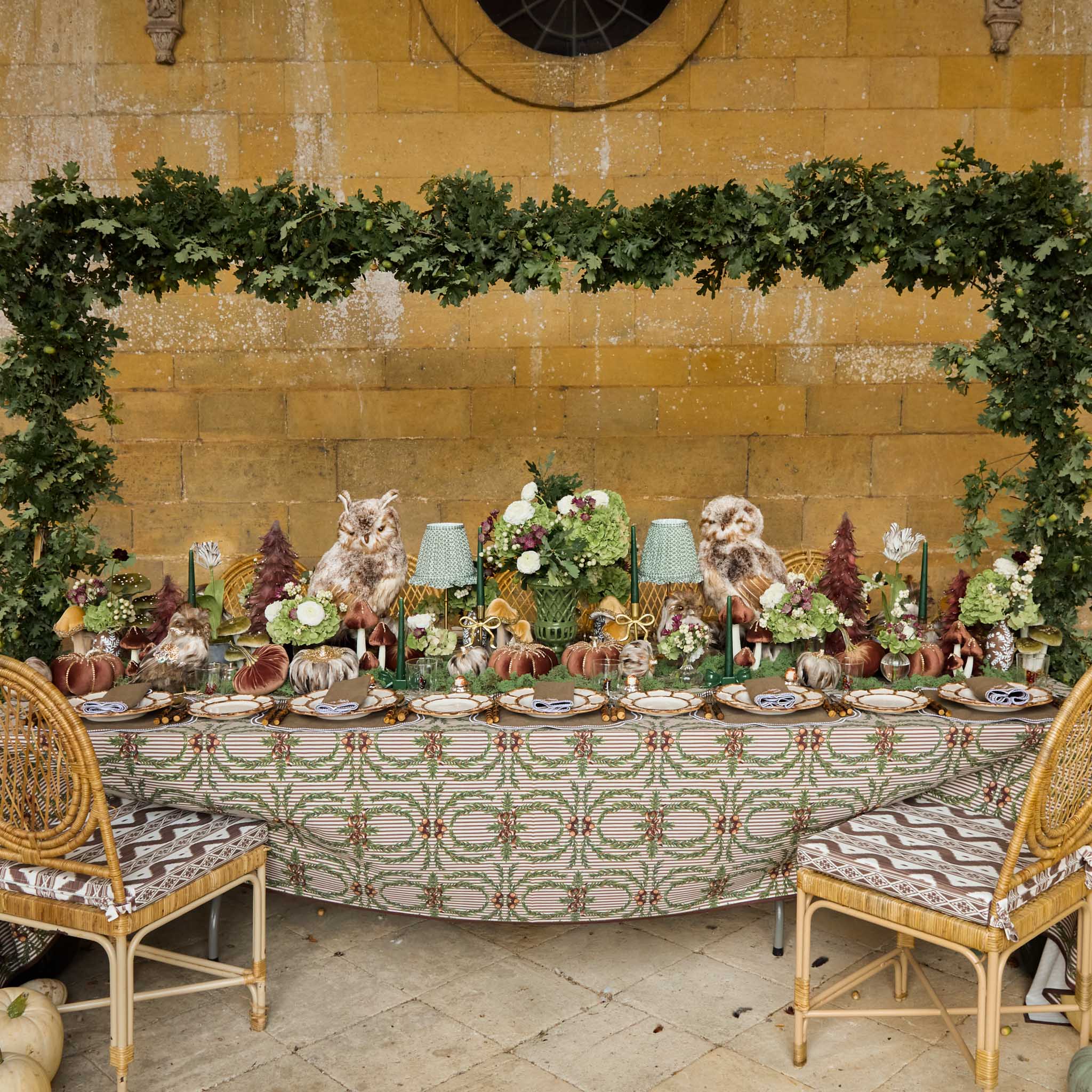 Striped Acorn Garland Tablecloth
