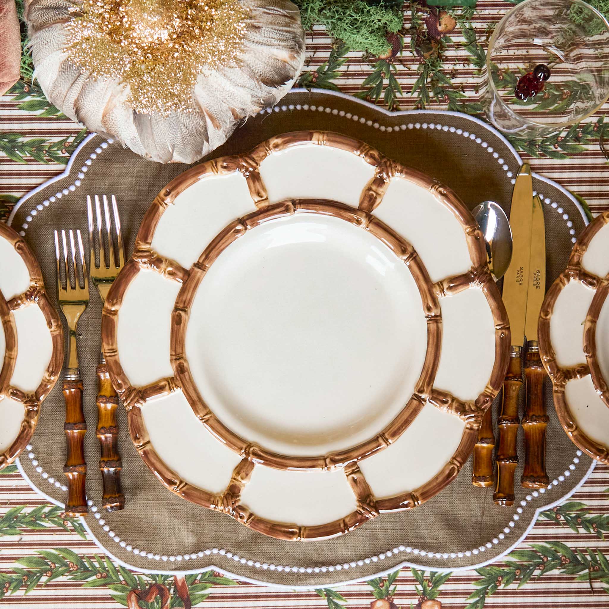 Petal Burnt Bamboo Dinner Plate