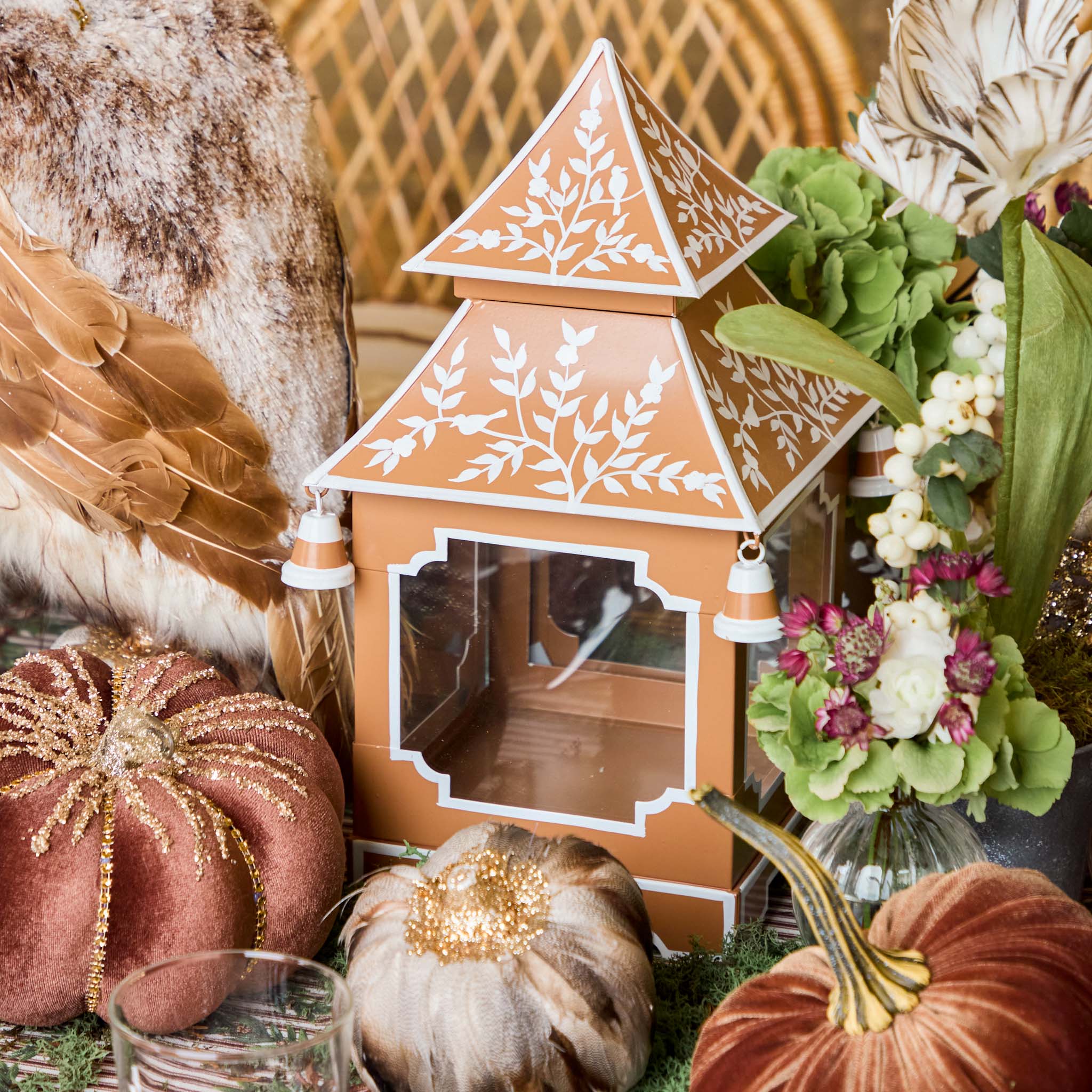 Caramel Chinoiserie Pagoda Lantern