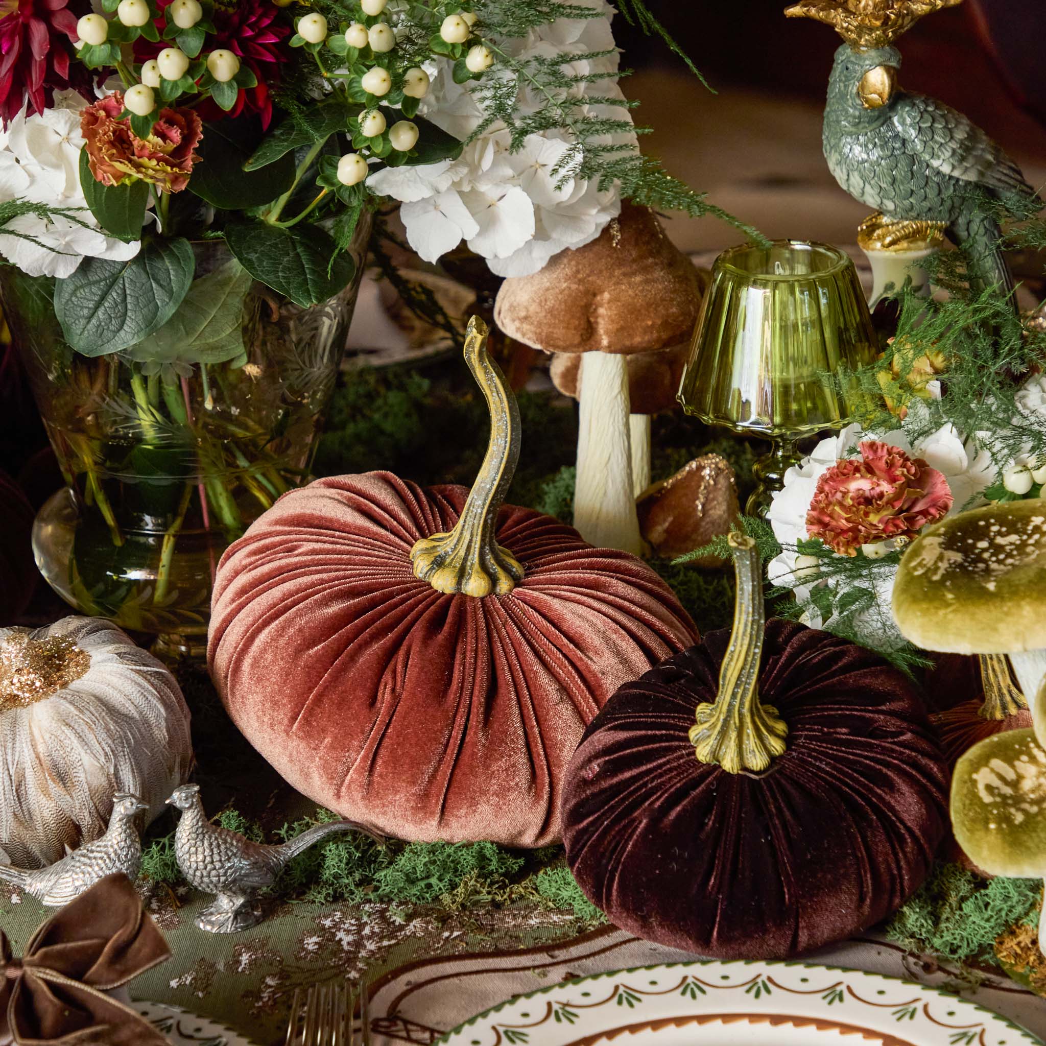 Brown Velvet Pumpkin Family