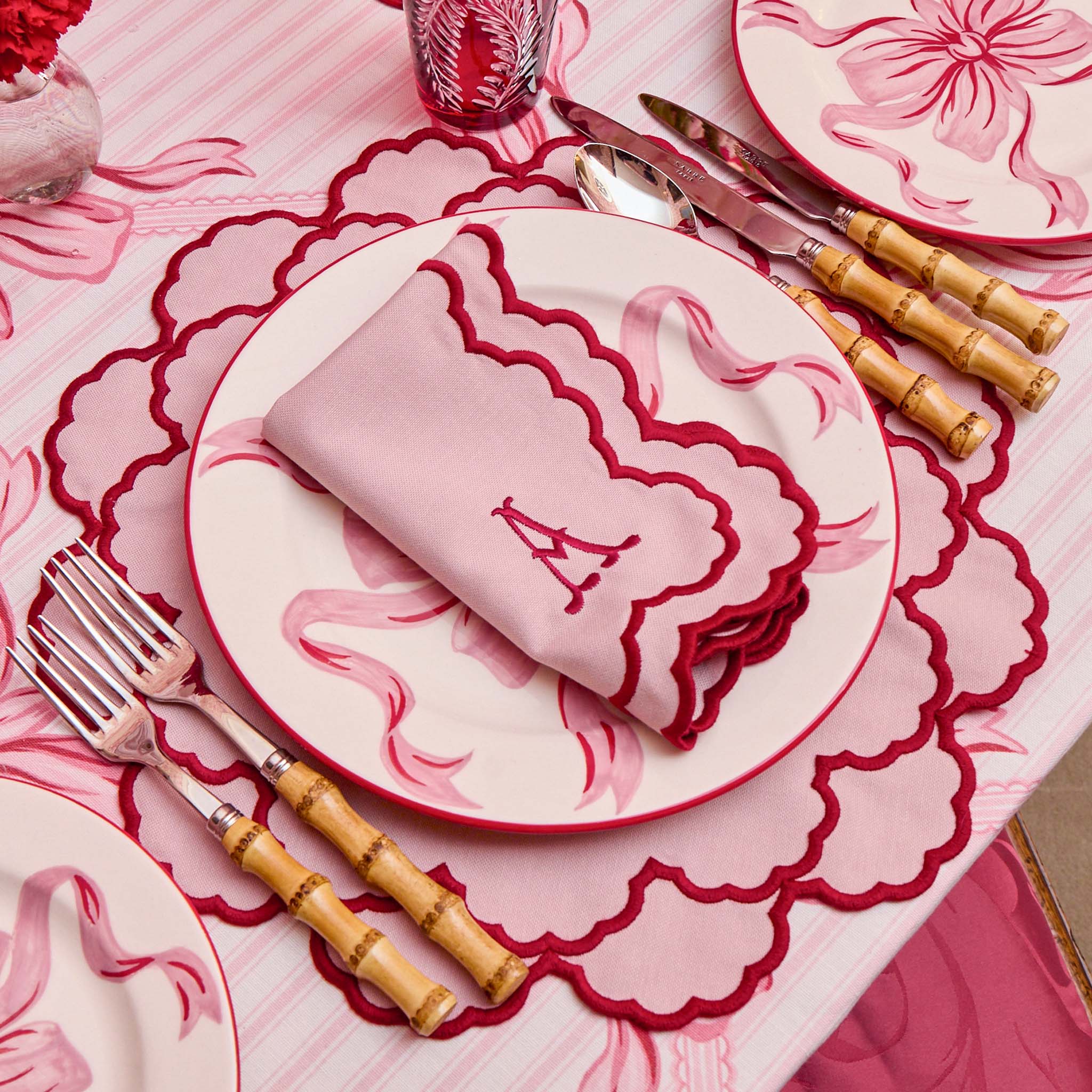 Lily Pink & Red Placemats (Set of 4)