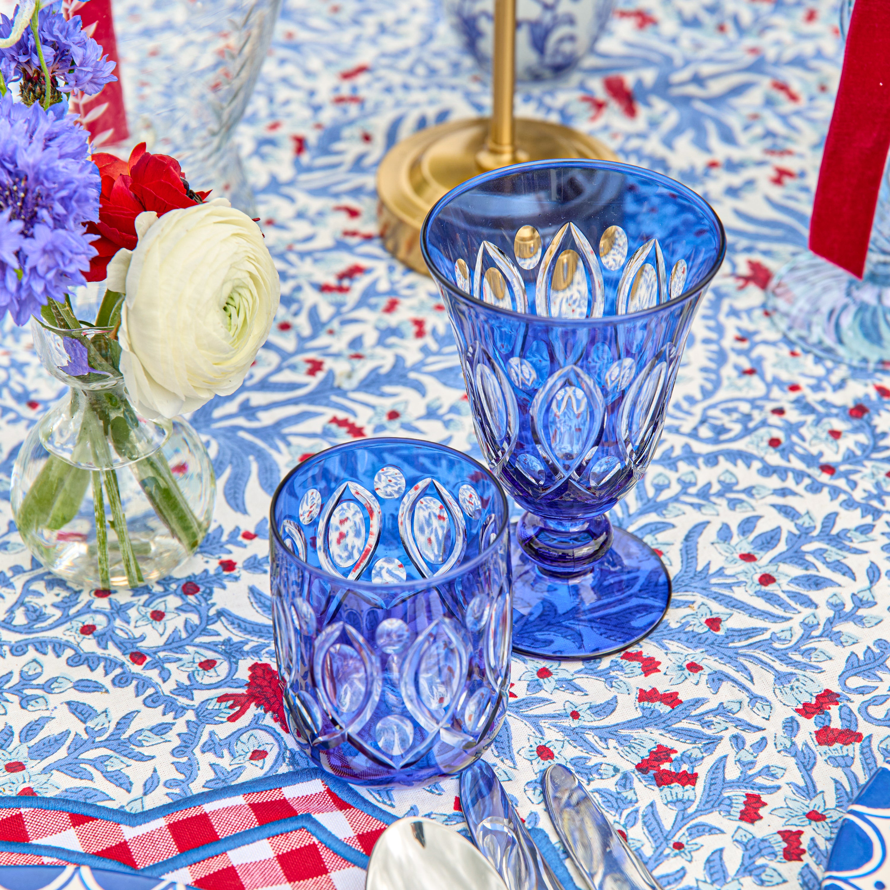 Cobalt Carolyn Engraved Water Glasses (Set of 4)