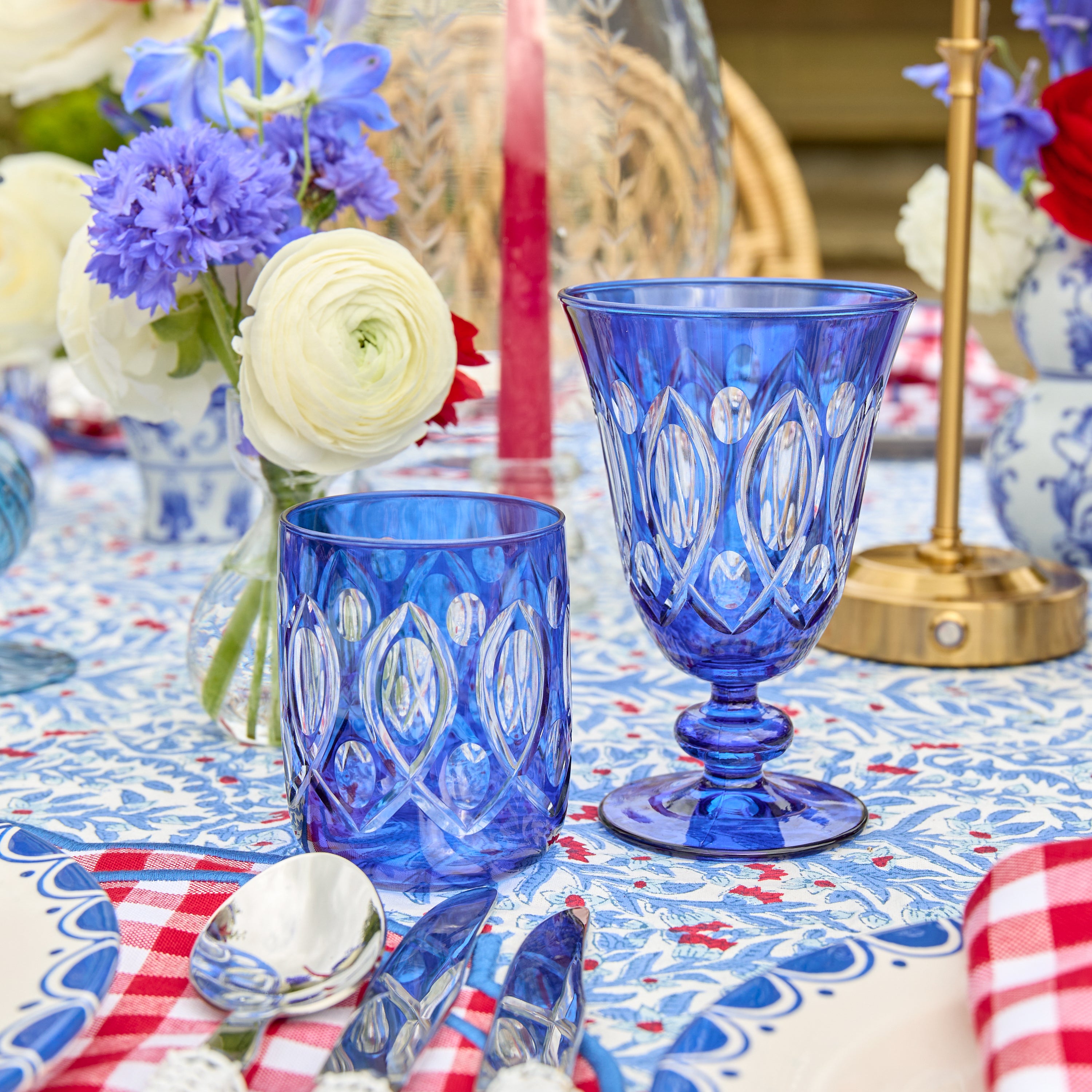 Cobalt Carolyn Engraved Water Glasses (Set of 4)