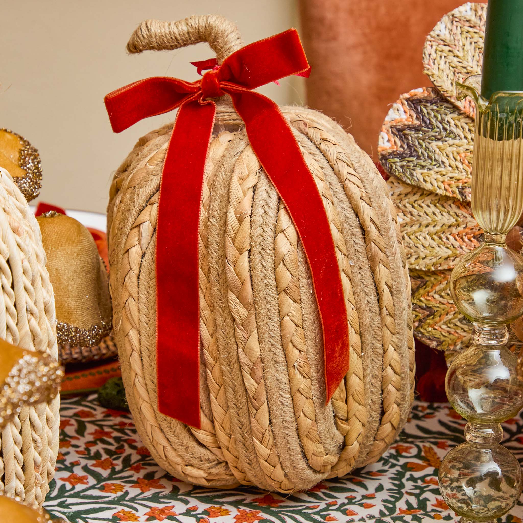 Burnt Orange Velvet Bows (Set of 4) - 20cm
