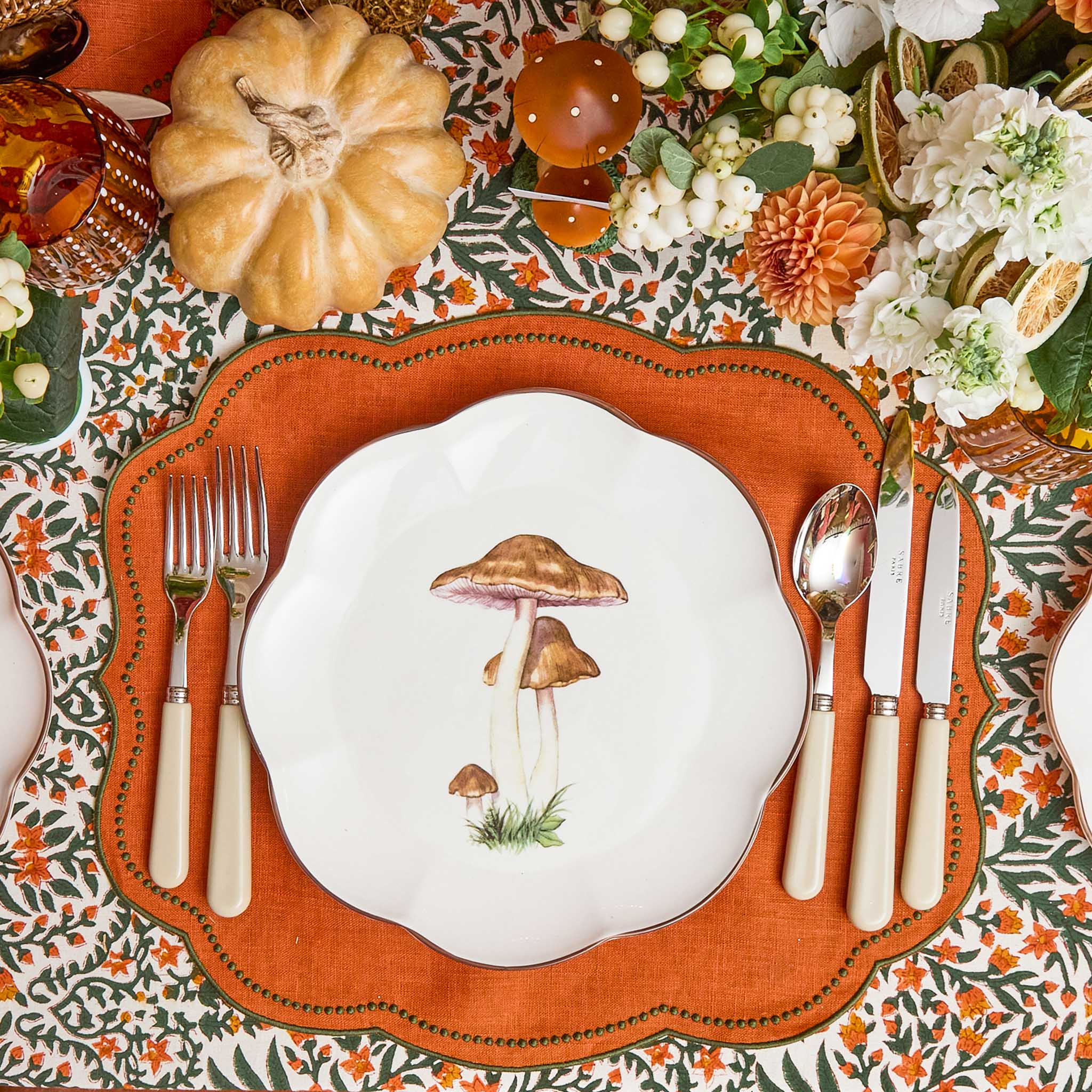 Eloise Orange & Green Linen Placemats (Set of 4)