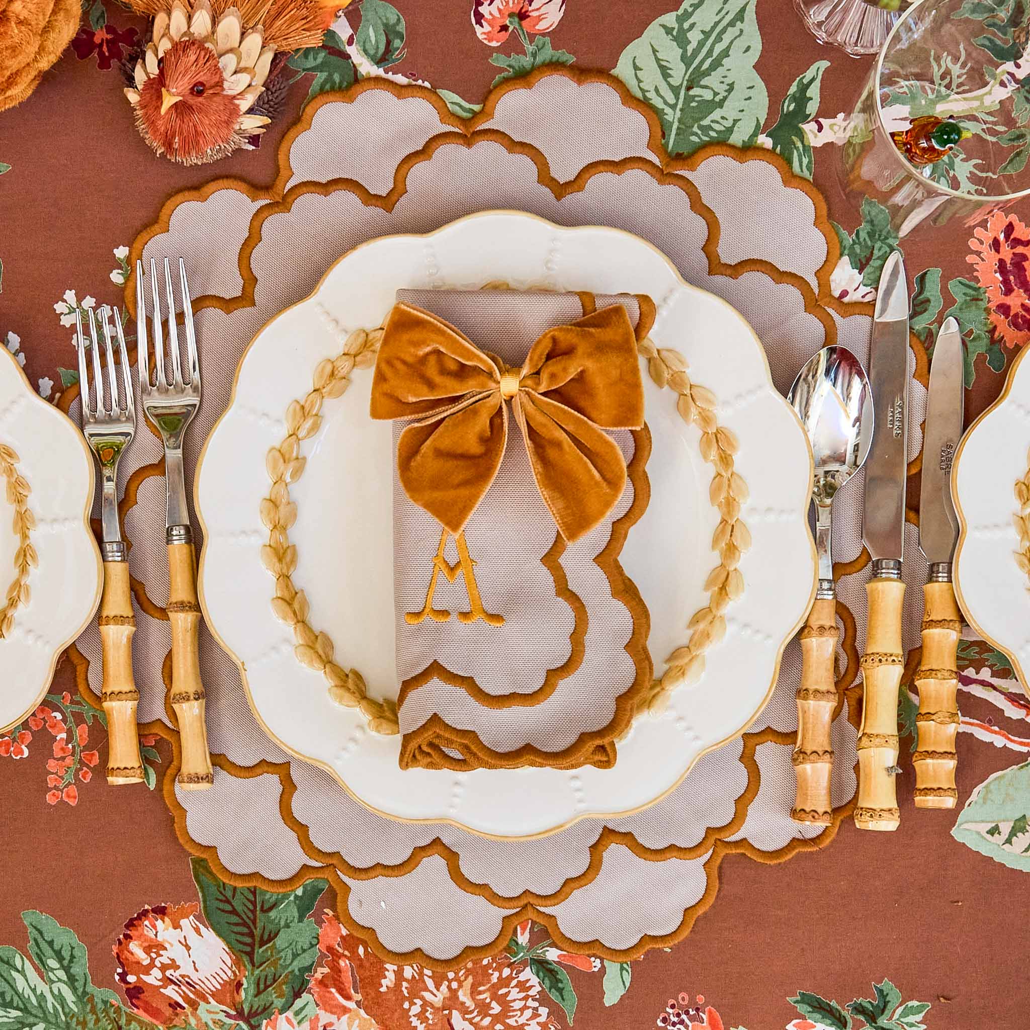 Mustard Velvet Napkin Bows (Set of 4)