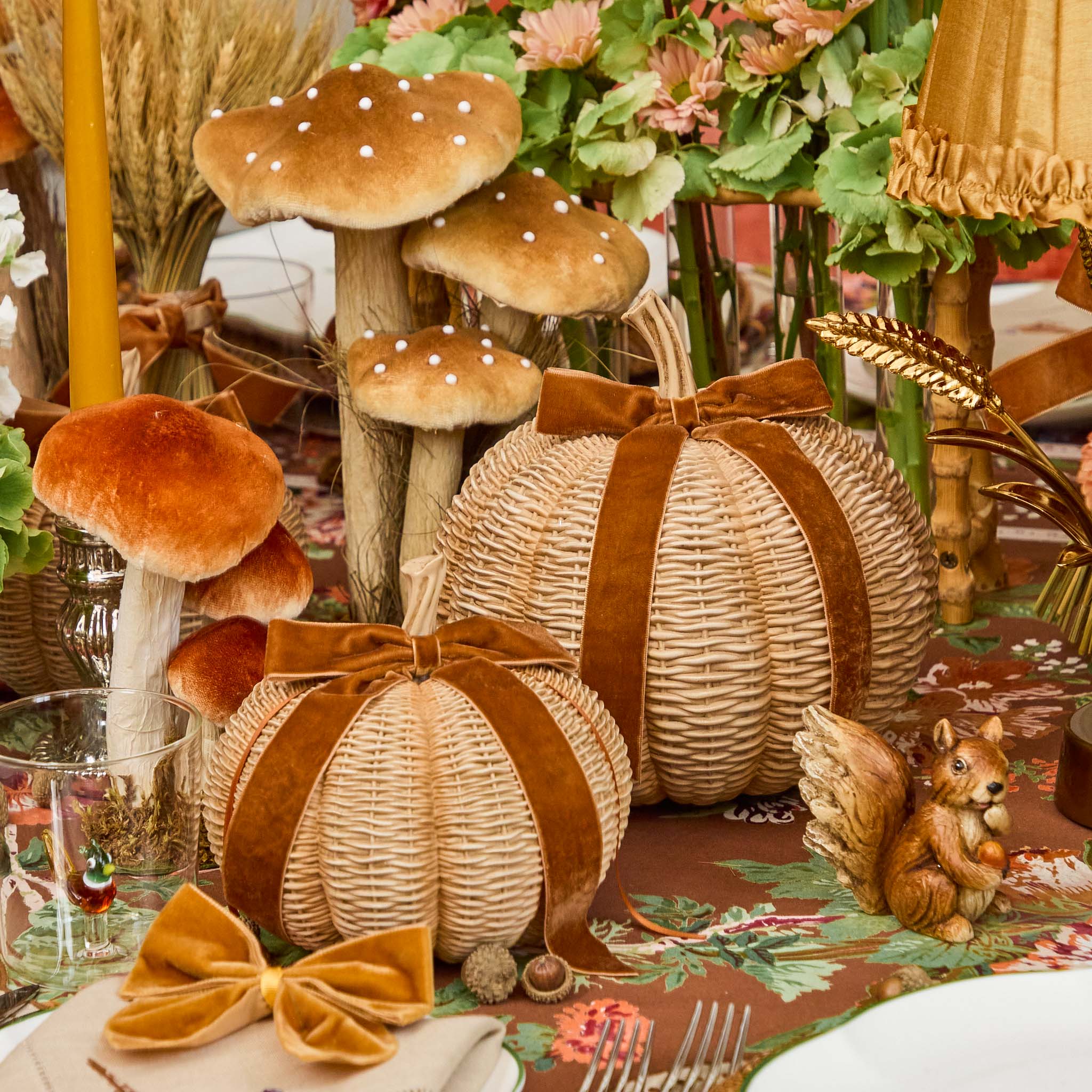 Mustard Velvet Bows (Set of 4) - 20cm