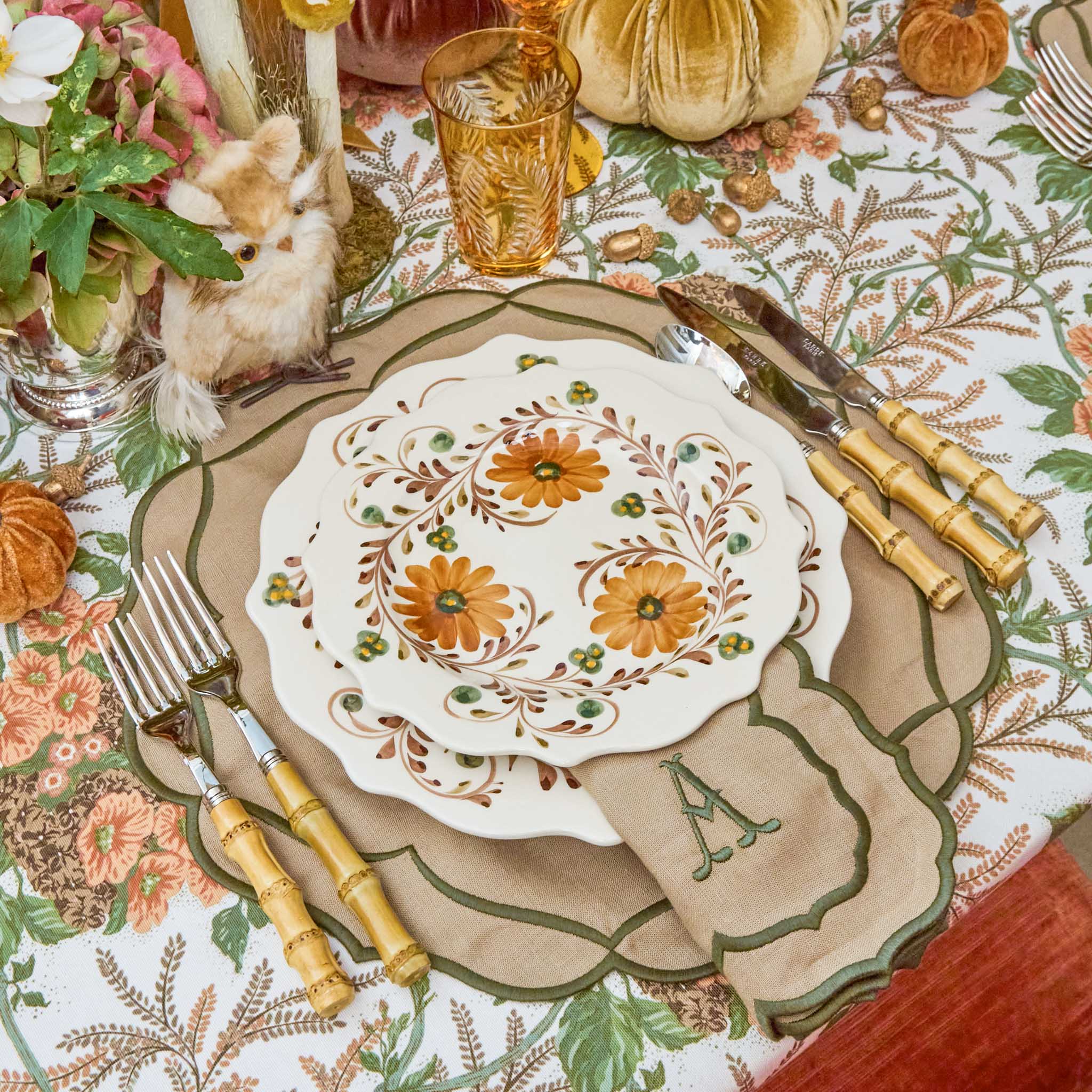 Autumn Flowers Dinner & Starter Plates (Set of 8)