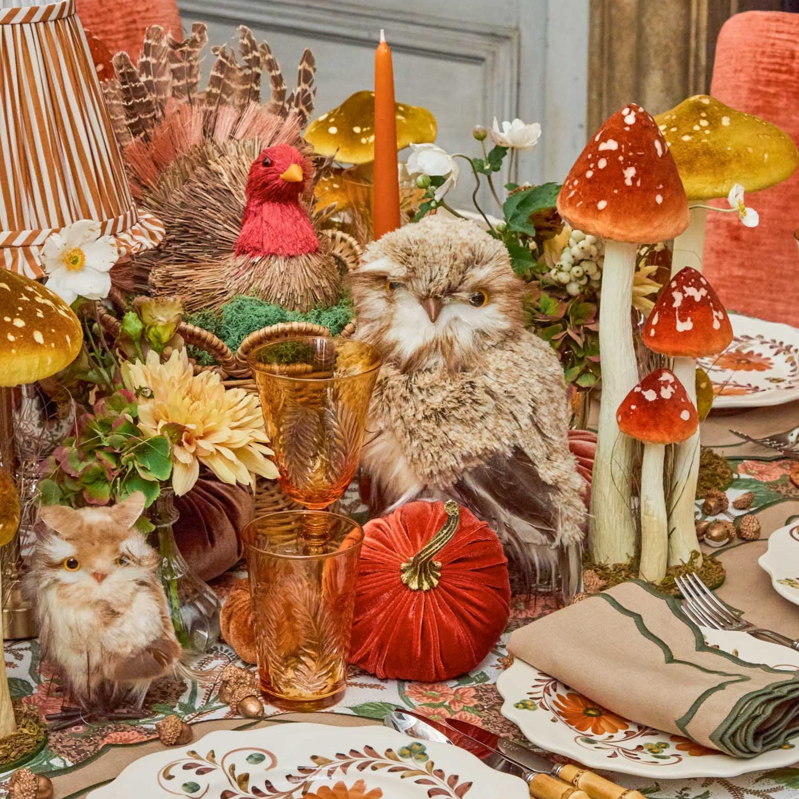 Orange Velvet Pumpkin Family