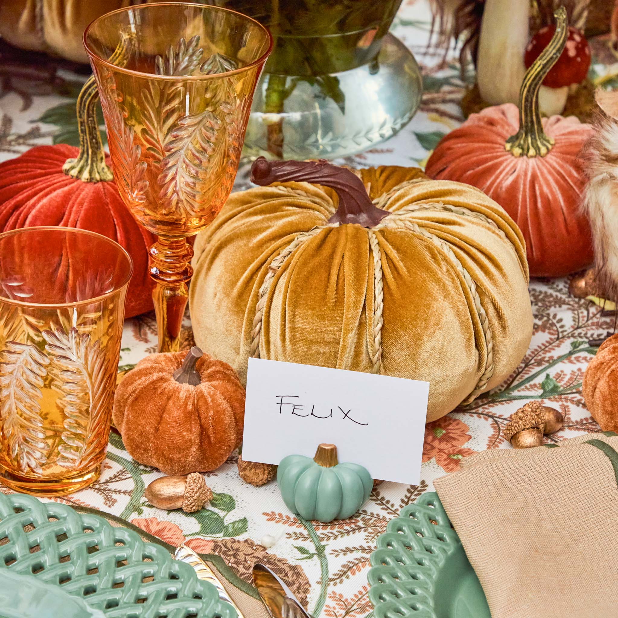 Sage Pumpkin Placecard Holders (Set of 4)