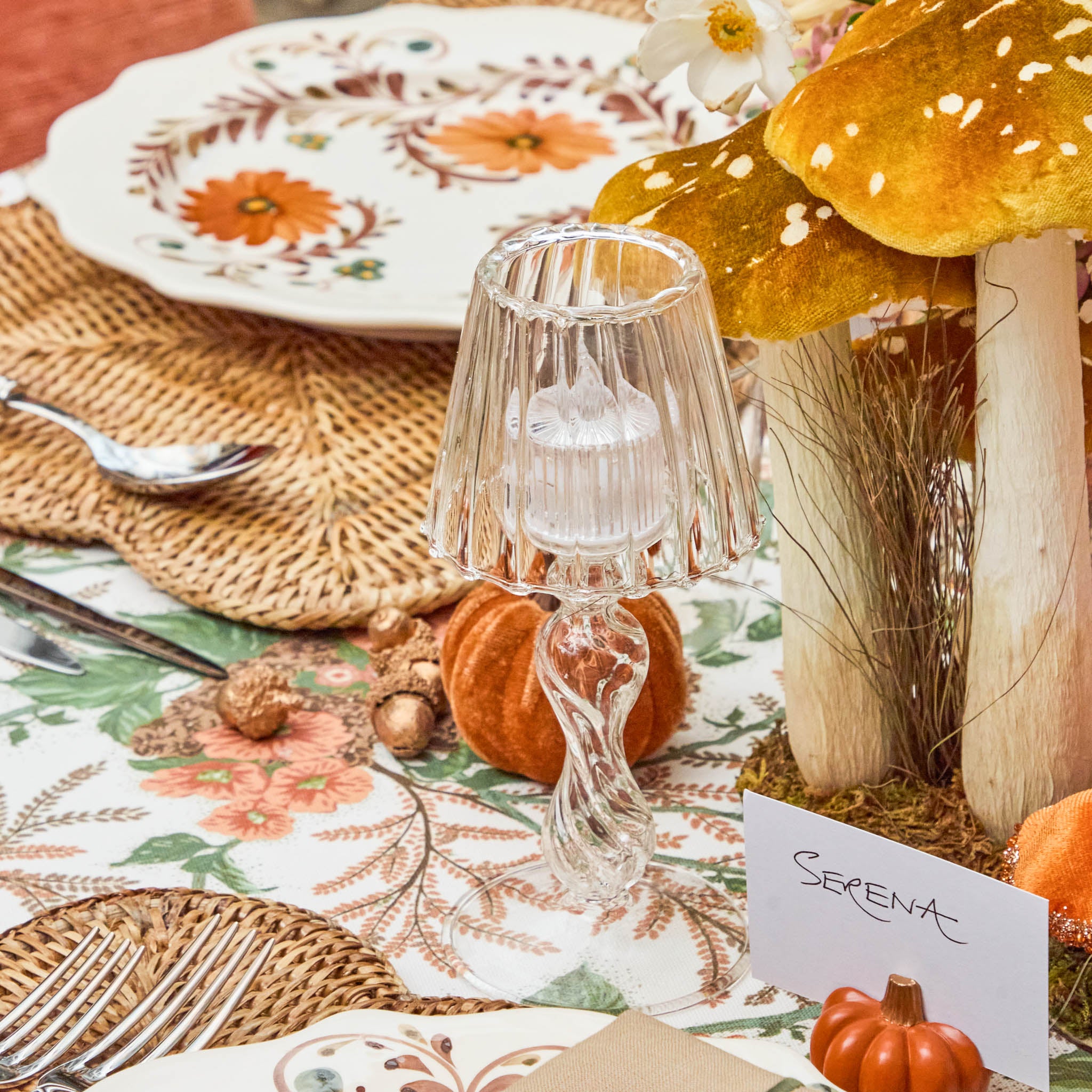 Glass Lantern Tea Light Holder Set