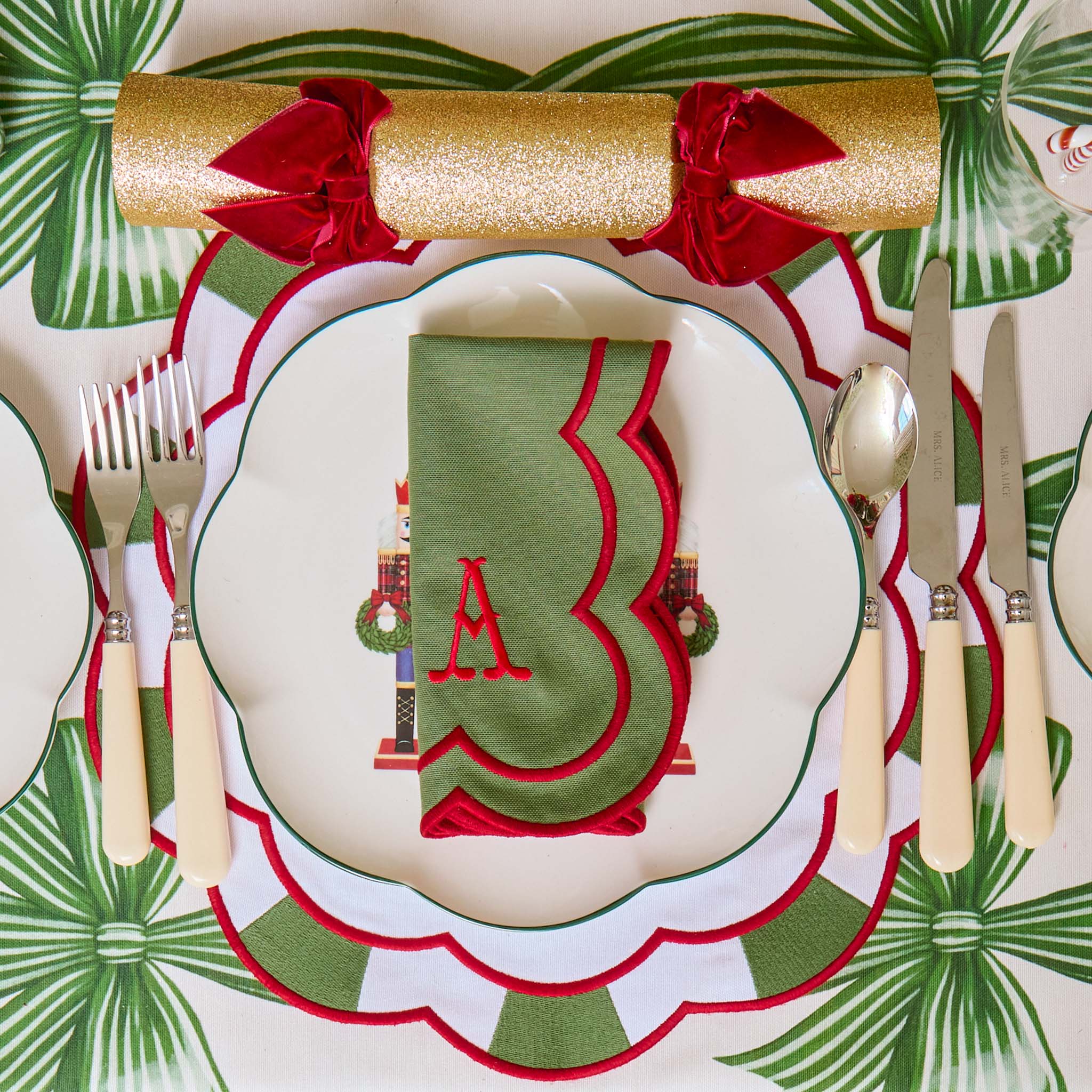 Green & Red Candycane Napkins (Set of 4)