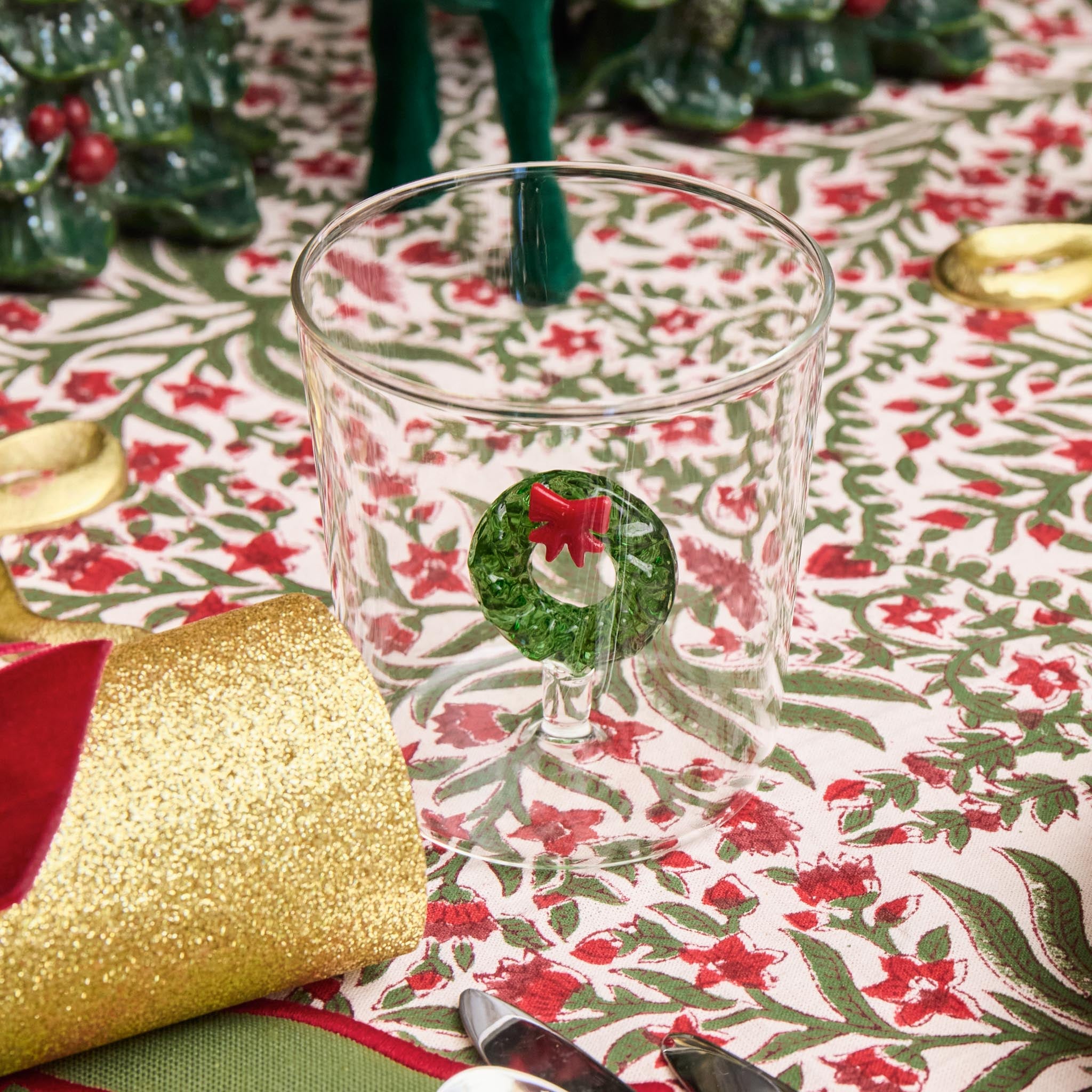 Christmas Wreath Glasses (Set of 4)