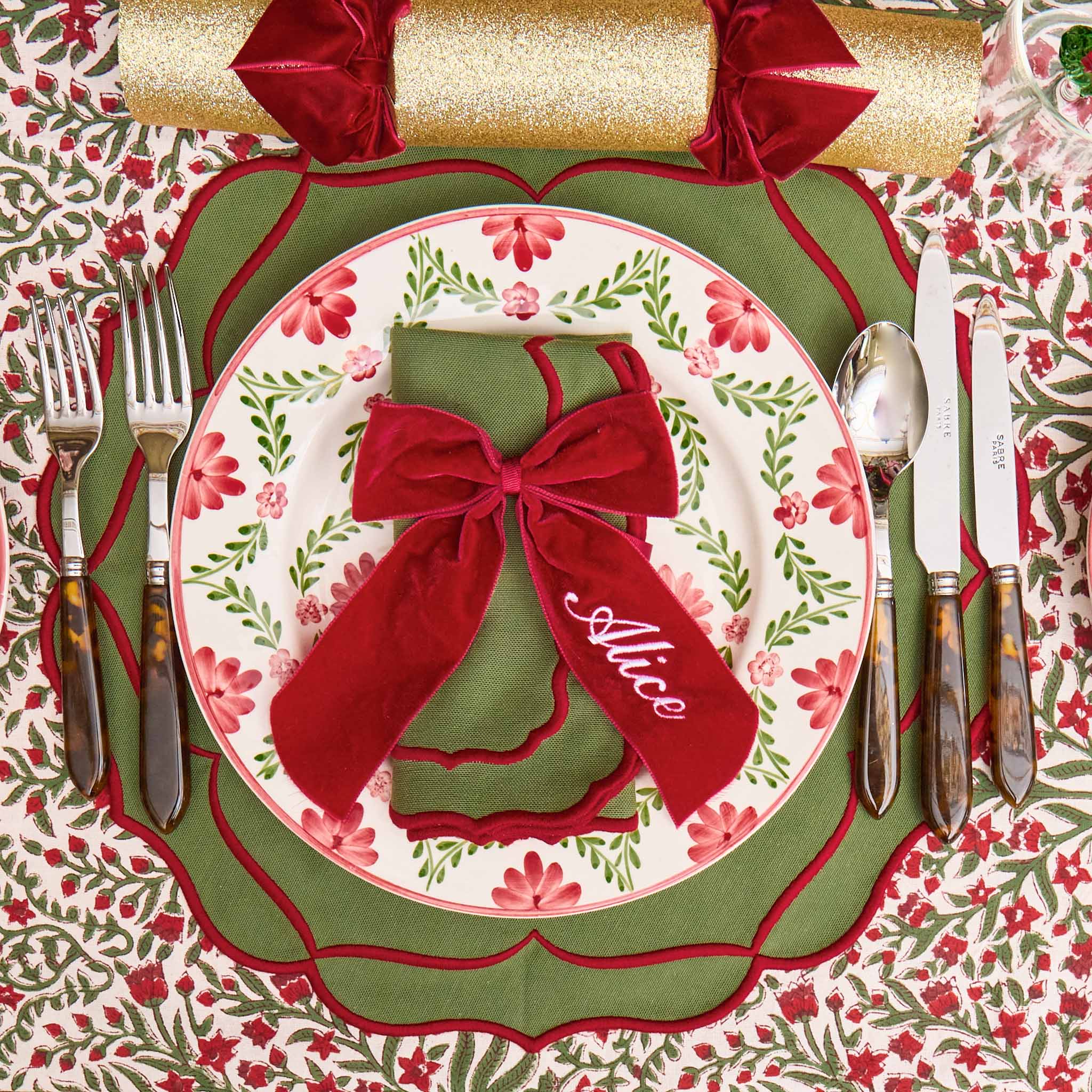 Personalisable Berry Red Velvet Bow