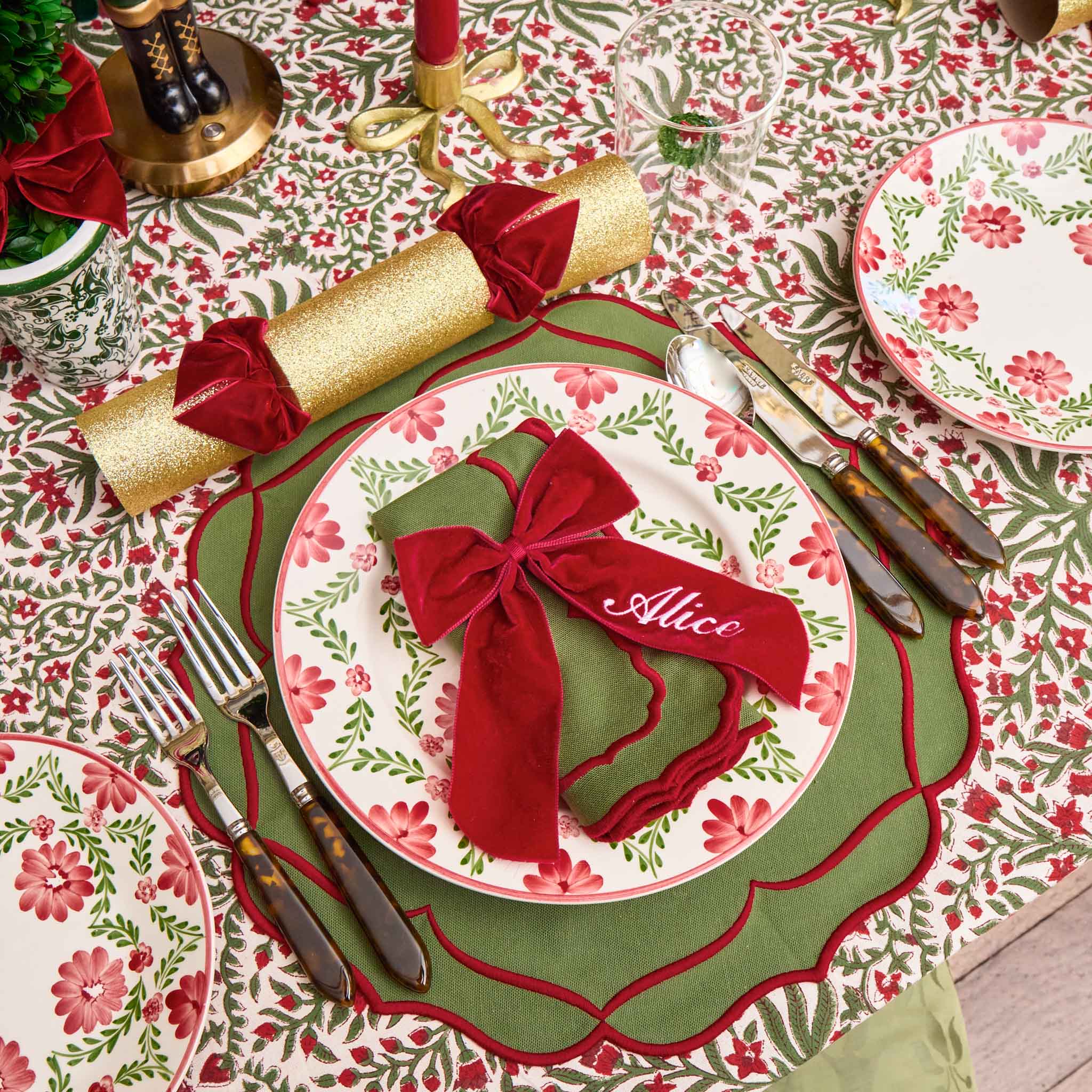 Personalisable Berry Red Velvet Bow