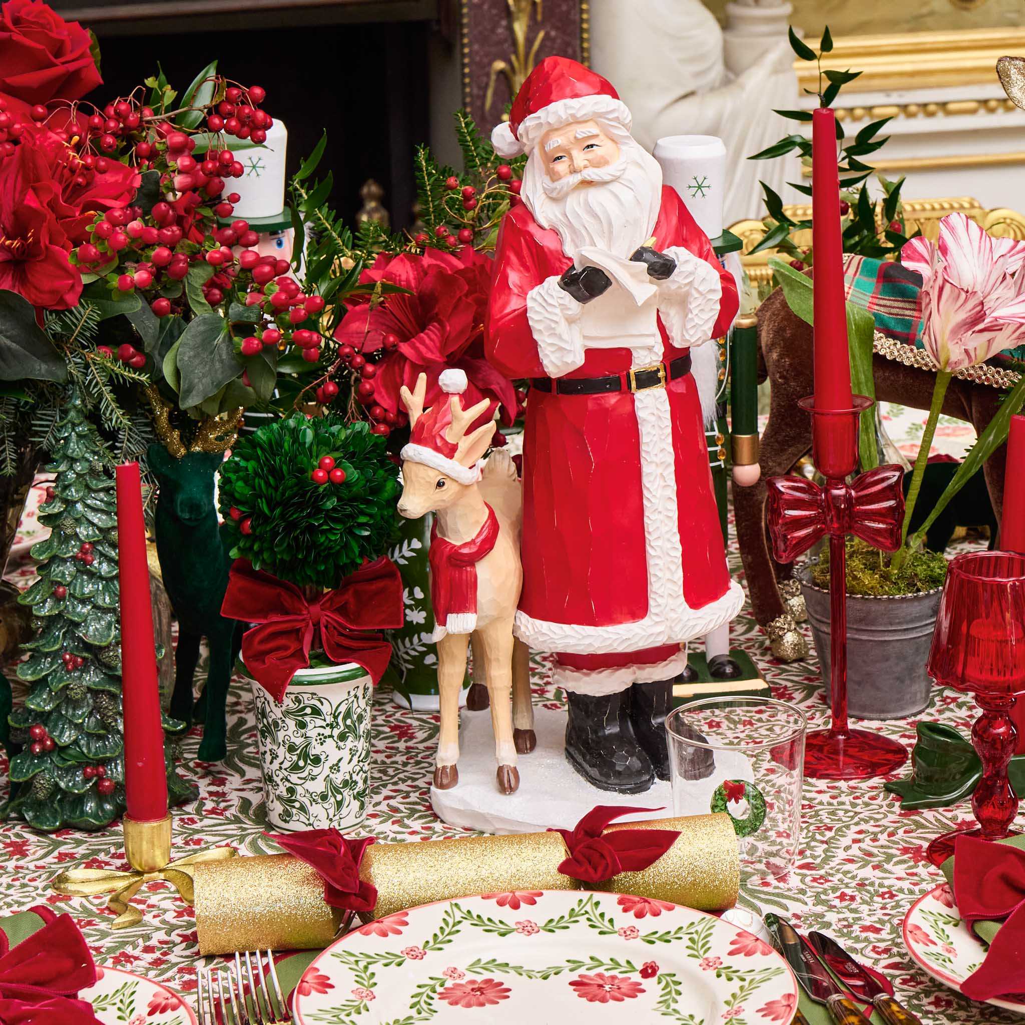 Santa with Rudolph Figurine (Pair)