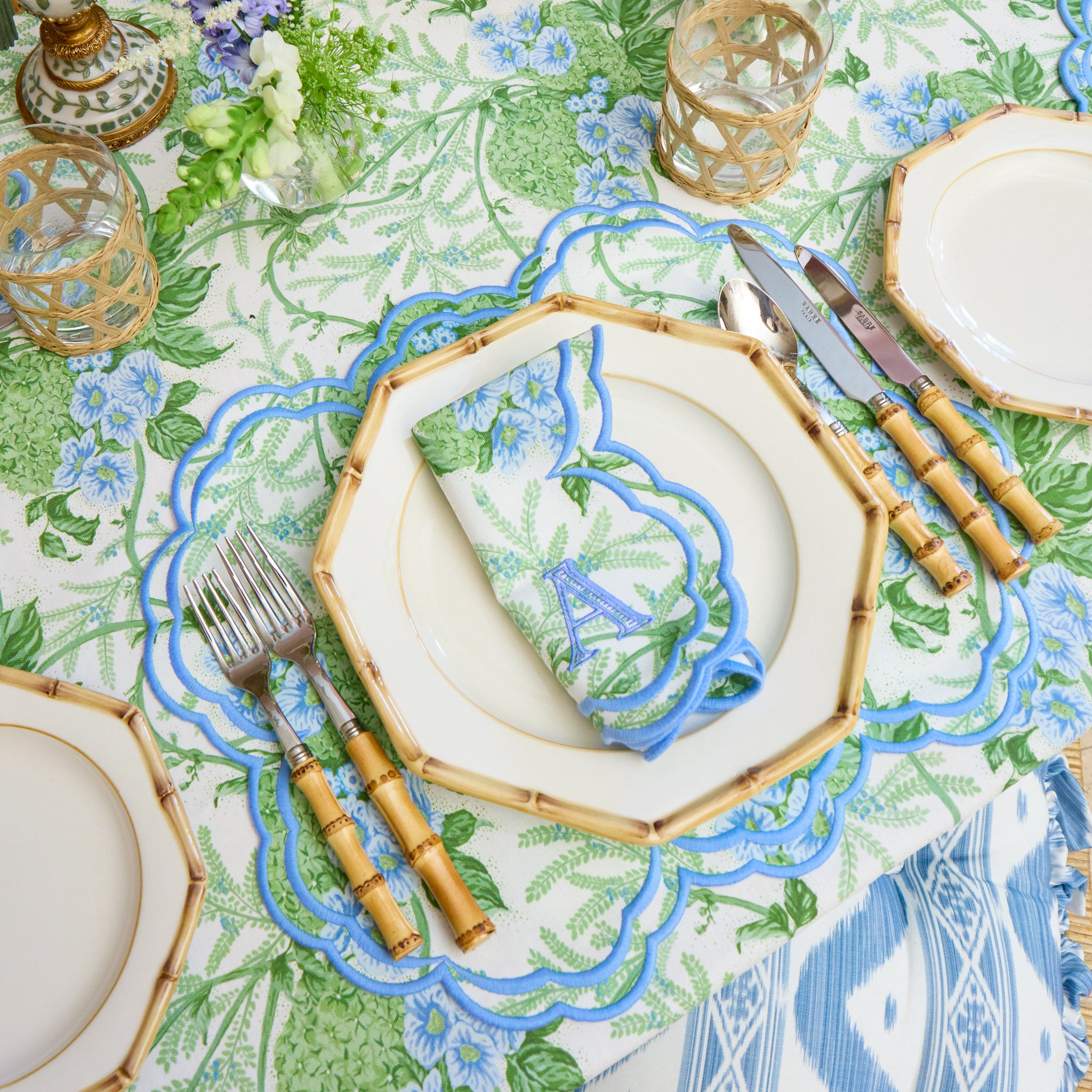 Green & Blue Lady Isabella's Garden Napkins (Set of 4)